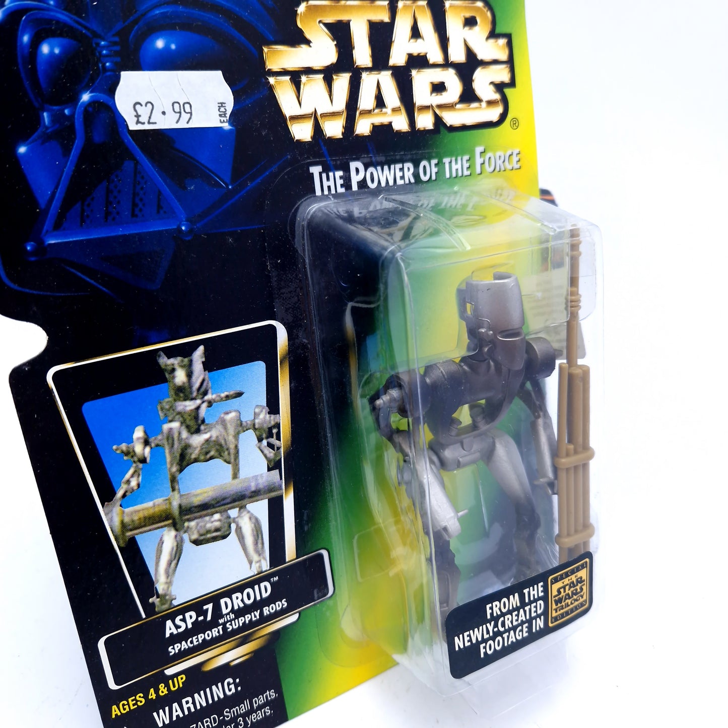 STAR WARS POTF ☆ ASP-7 DROID Figure ☆ MOC Sealed Carded Kenner Power of the Force
