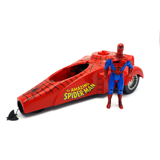 MARVEL SUPERHEROES ☆ SPIDER-MAN DRAGSTER & Figure Vehicle ☆ Marvel Toybiz 90s Original