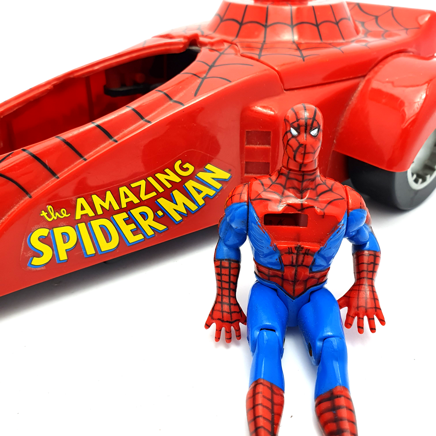 MARVEL SUPERHEROES ☆ SPIDER-MAN DRAGSTER & Figure Vehicle ☆ Marvel Toybiz 90s Original