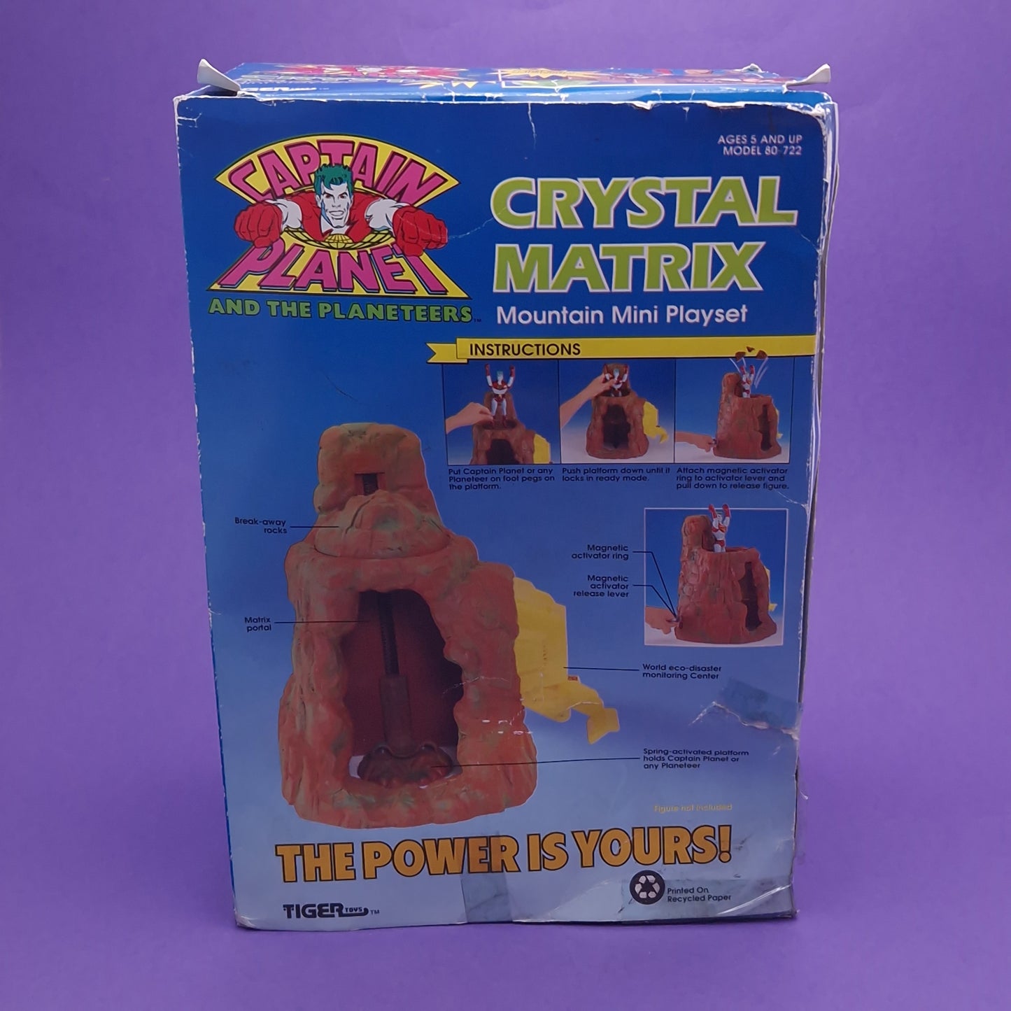 CAPTAIN PLANET ☆ CRYSTAL MATRIX ORIGINAL Action Figure Playset Boxed ☆ Vintage Tiger