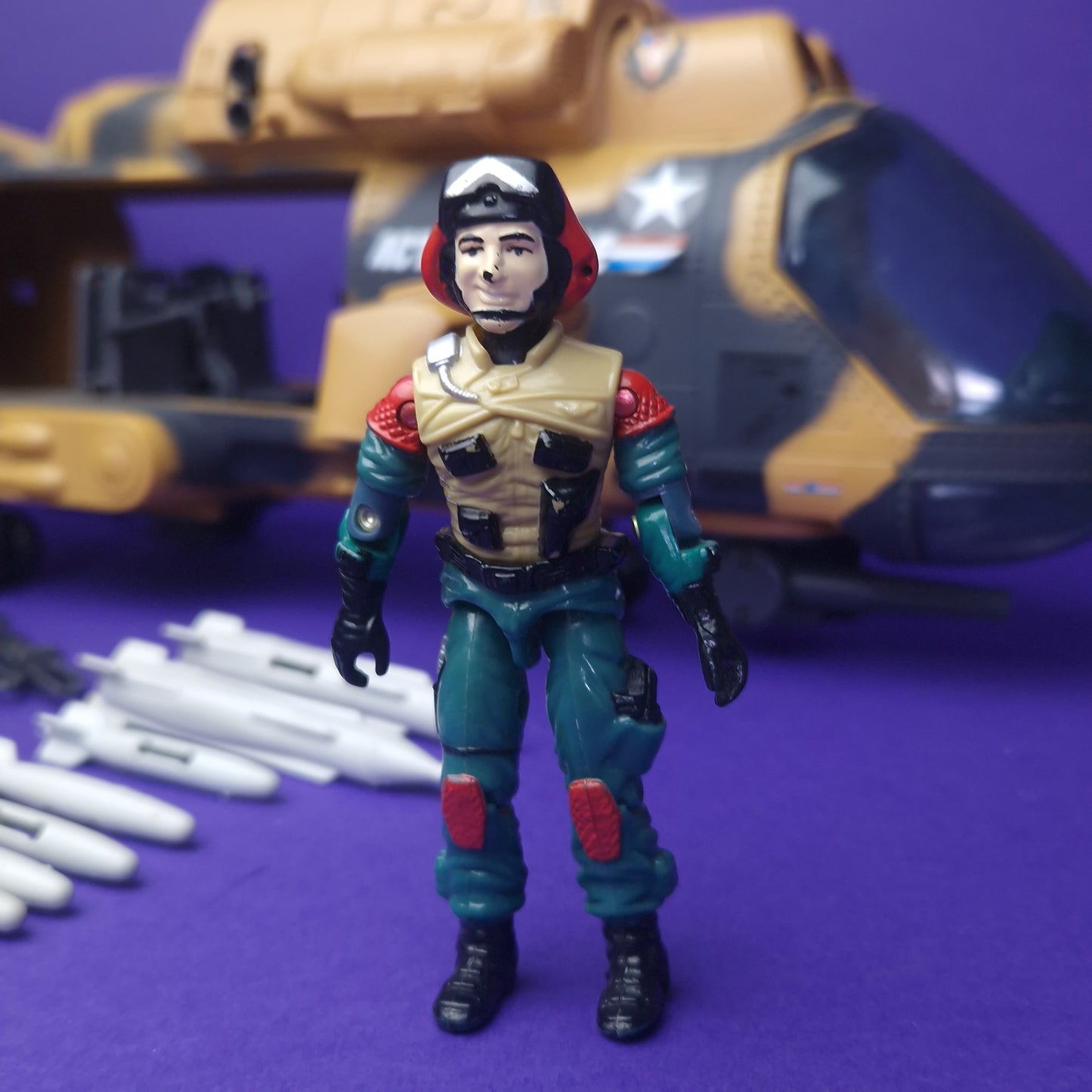 ACTION FORCE ☆ TOMAHAWK HELICOPTER Vehicle Lift Ticket Figure ☆ G.I JOE Hasbro 1986
