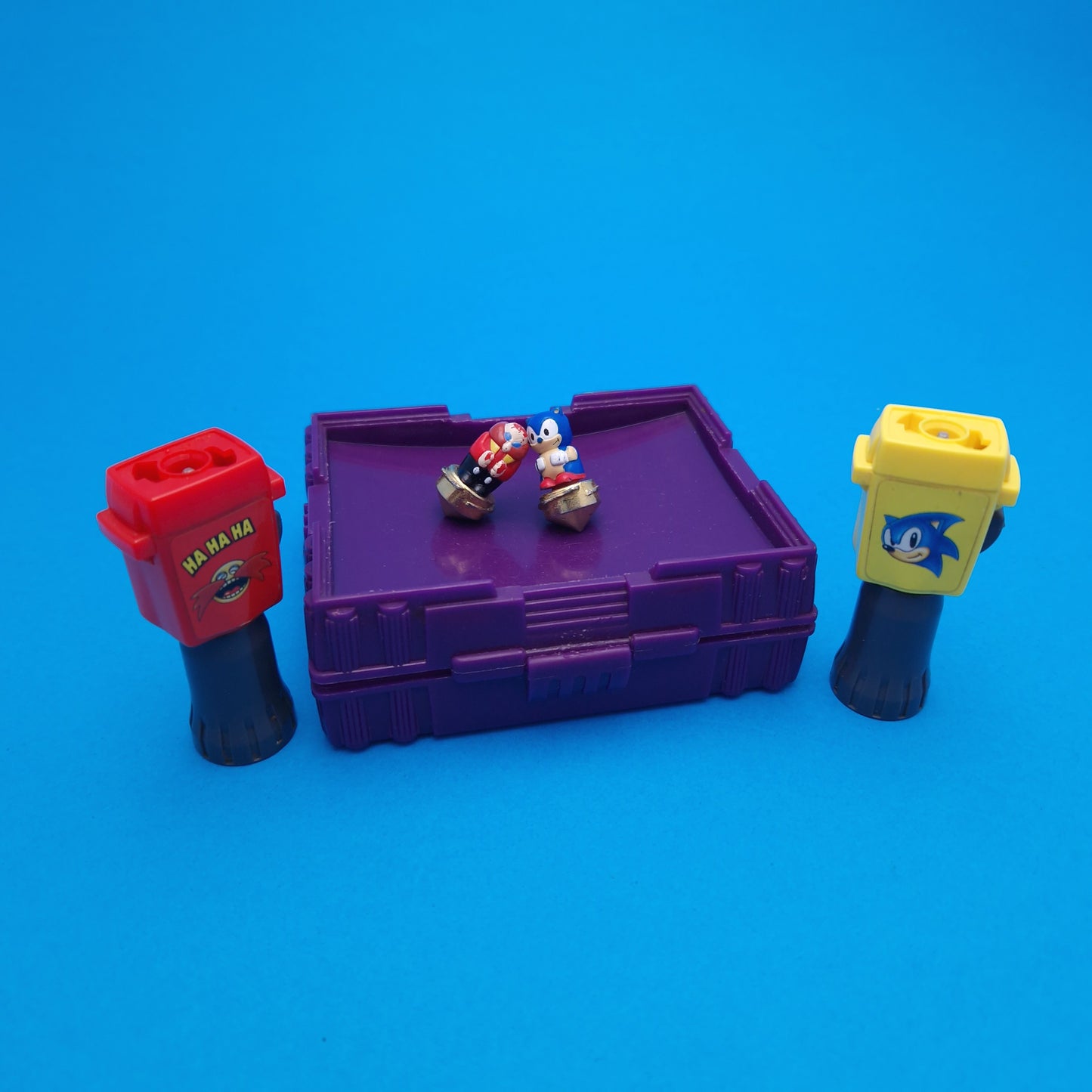 SONIC THE HEDGEHOG ☆ SONIC DUEL SPINJAS Figures ☆ Spinning Game Sega Tomy 90s