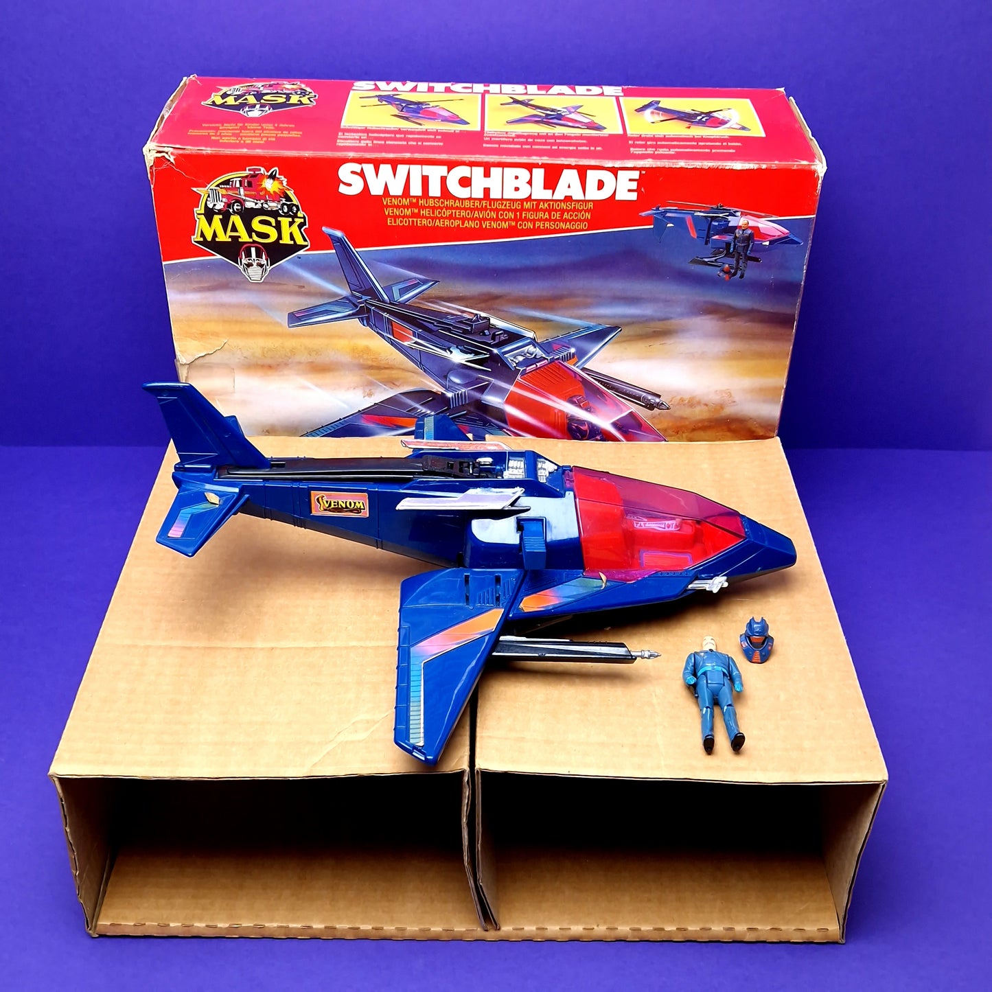 M.A.S.K ☆ SWITCHBLADE Miles Mayhem ☆ BOXED INNER TRAY COMPLETE Vintage MASK Kenner 80s Euro Box
