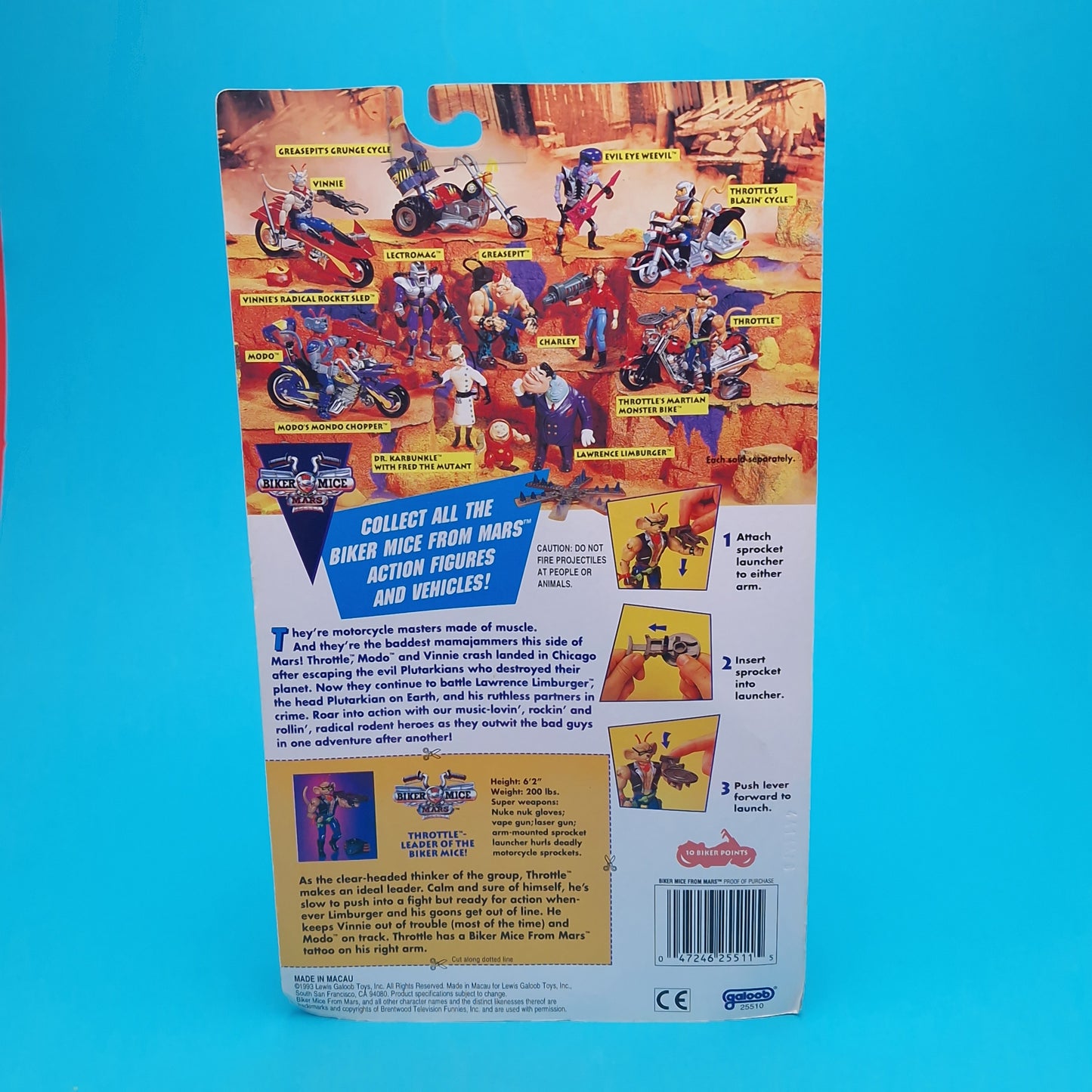 BIKER MICE FROM MARS ☆ THROTTLE Carded Action Figure ☆ Sealed Vintage 90s