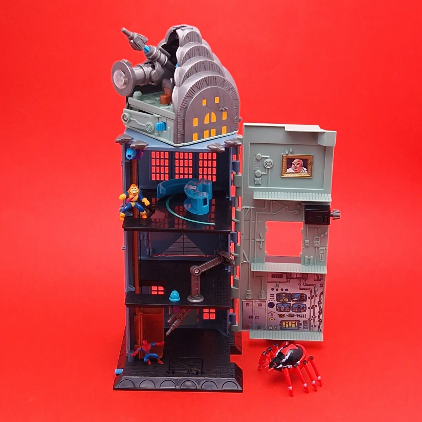 SPIDER-MAN ANIMATED SERIES ☆ KINGPIN'S CRIME CENTRAL Vintage Mini Figure Playset ☆ Marvel BOXED Bluebird 90s Original