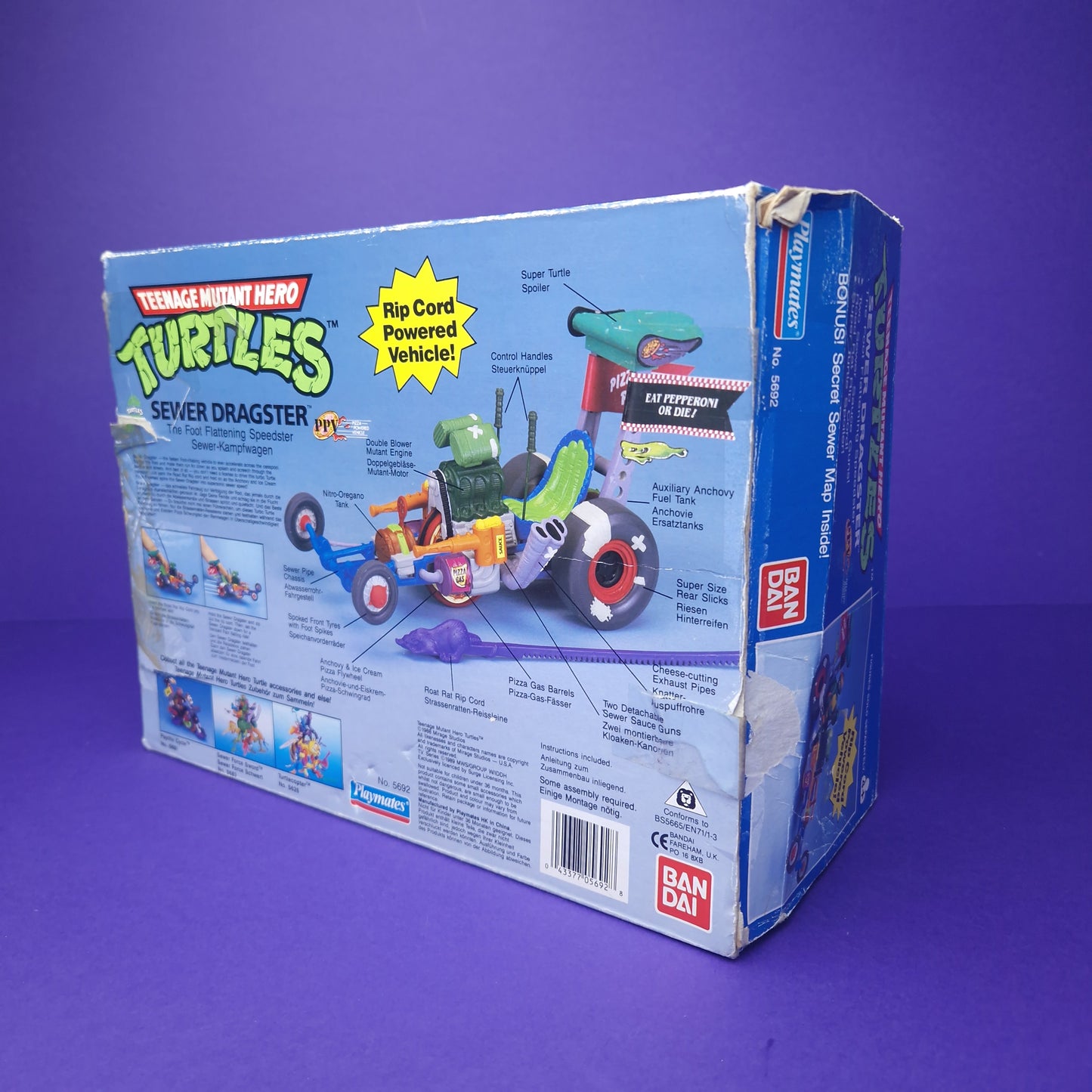 TEENAGE MUTANT NINJA TURTLES ☆ SEWER DRAGSTER Vintage Action Figure Vehicle ☆ Loose BOXED