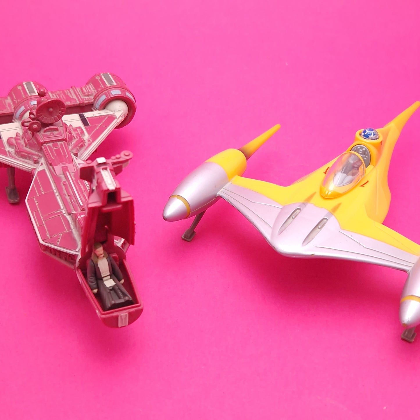 MICRO MACHINES ☆ STAR WARS ACTION FLEET Naboo Starfighter & Republic Cruiser Vintage ☆ 90s Loose