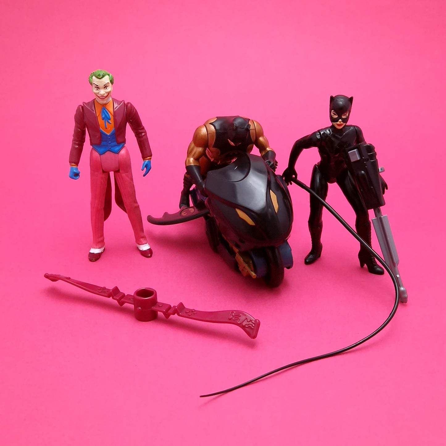 BATMAN DARK KNIGHT RETURNS ☆ Vintage Sky Escape JOKER CATWOMAN CYCLE DC SUPER HEROES 1990 Figure ☆ Kenner