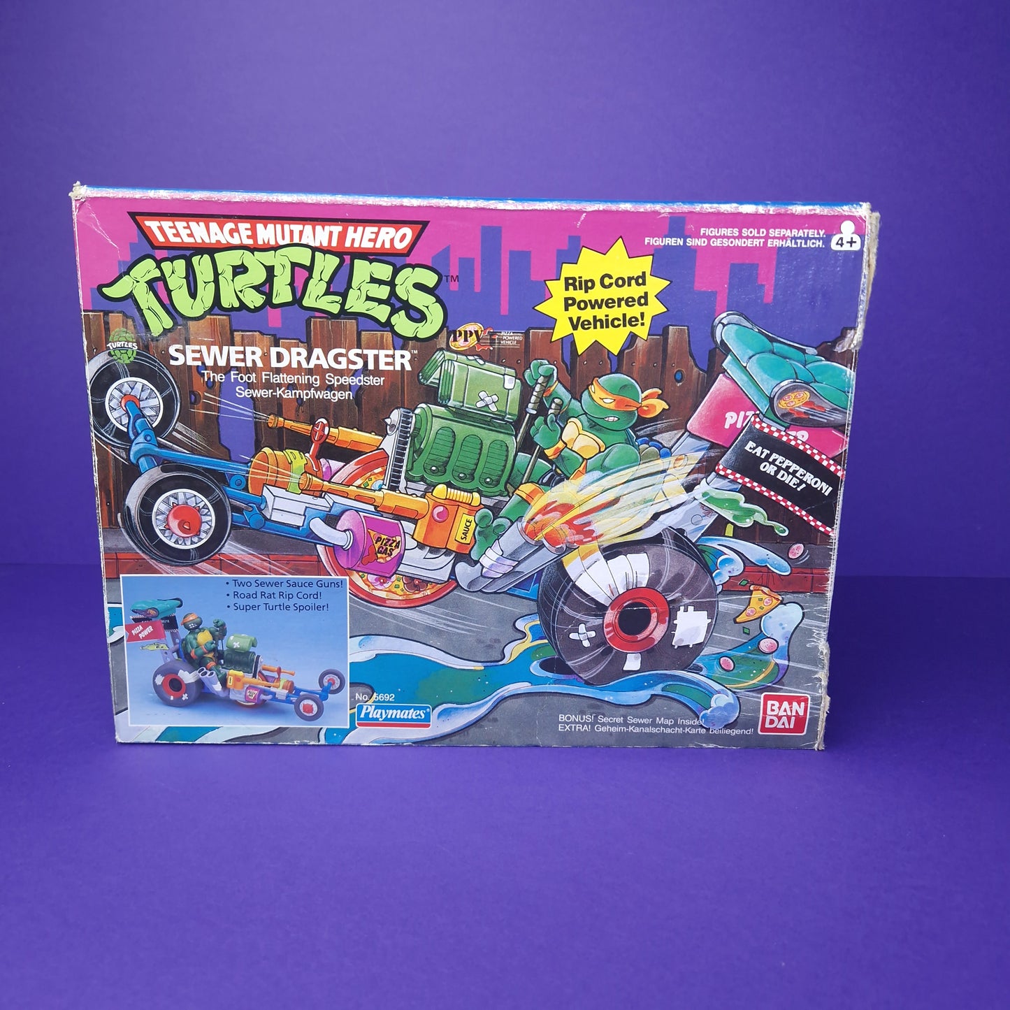 TEENAGE MUTANT NINJA TURTLES ☆ SEWER DRAGSTER Vintage Action Figure Vehicle ☆ Loose BOXED