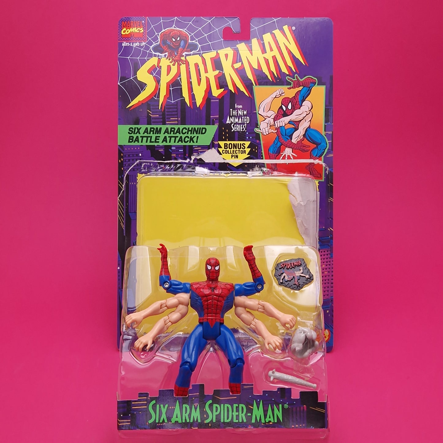 SPIDER-MAN ANIMATED SERIES ☆ Vintage SIX ARM Figure ☆ Original Toybiz 90s