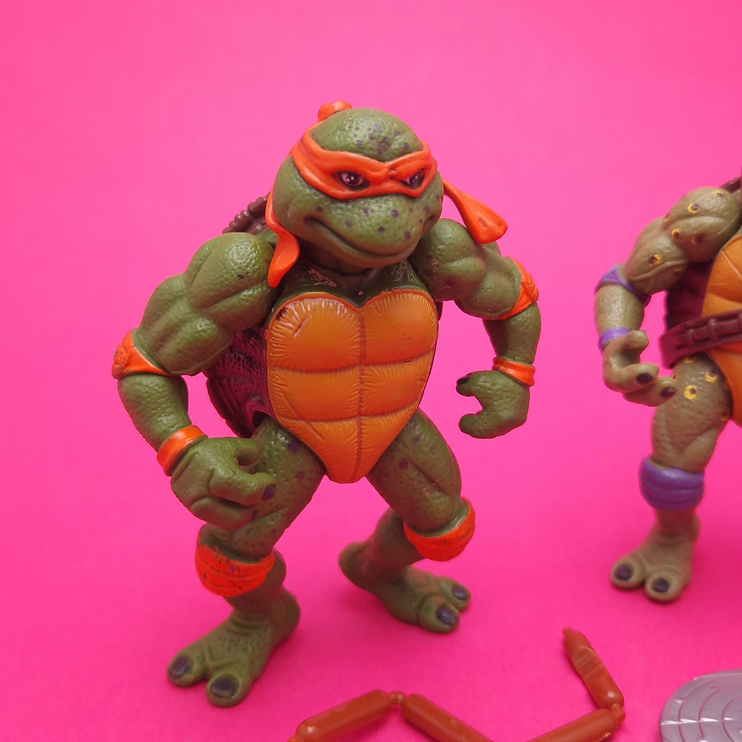 TEENAGE MUTANT NINJA TURTLES ☆ MICHANGELO DONATELLO Movie Figure ☆ Vintage Loose TMNT