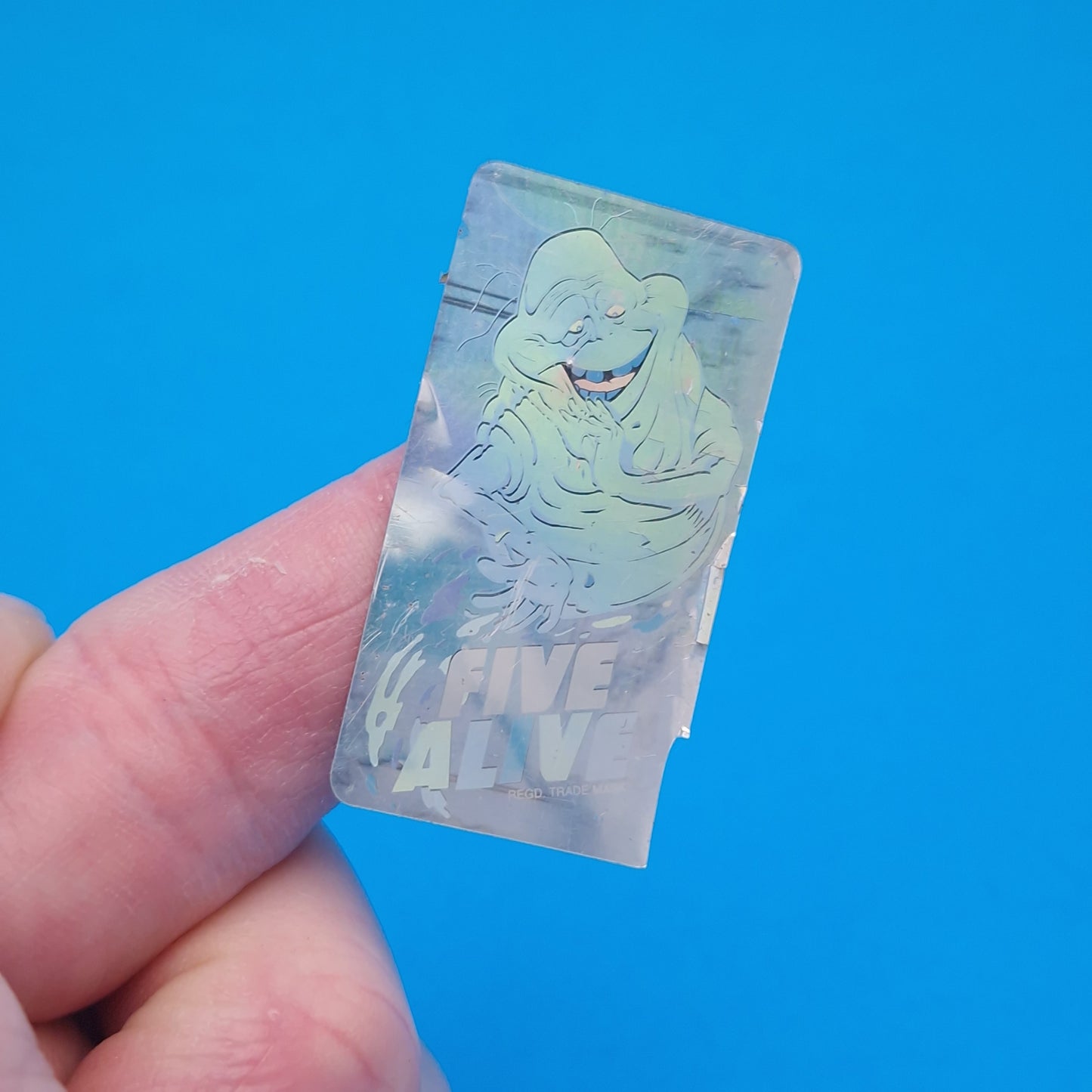 GHOSTBUSTERS 2 ☆ FIVE ALIVE Slimer HOLOGRAPHIC Sticker Vintage ☆ Loose 90s
