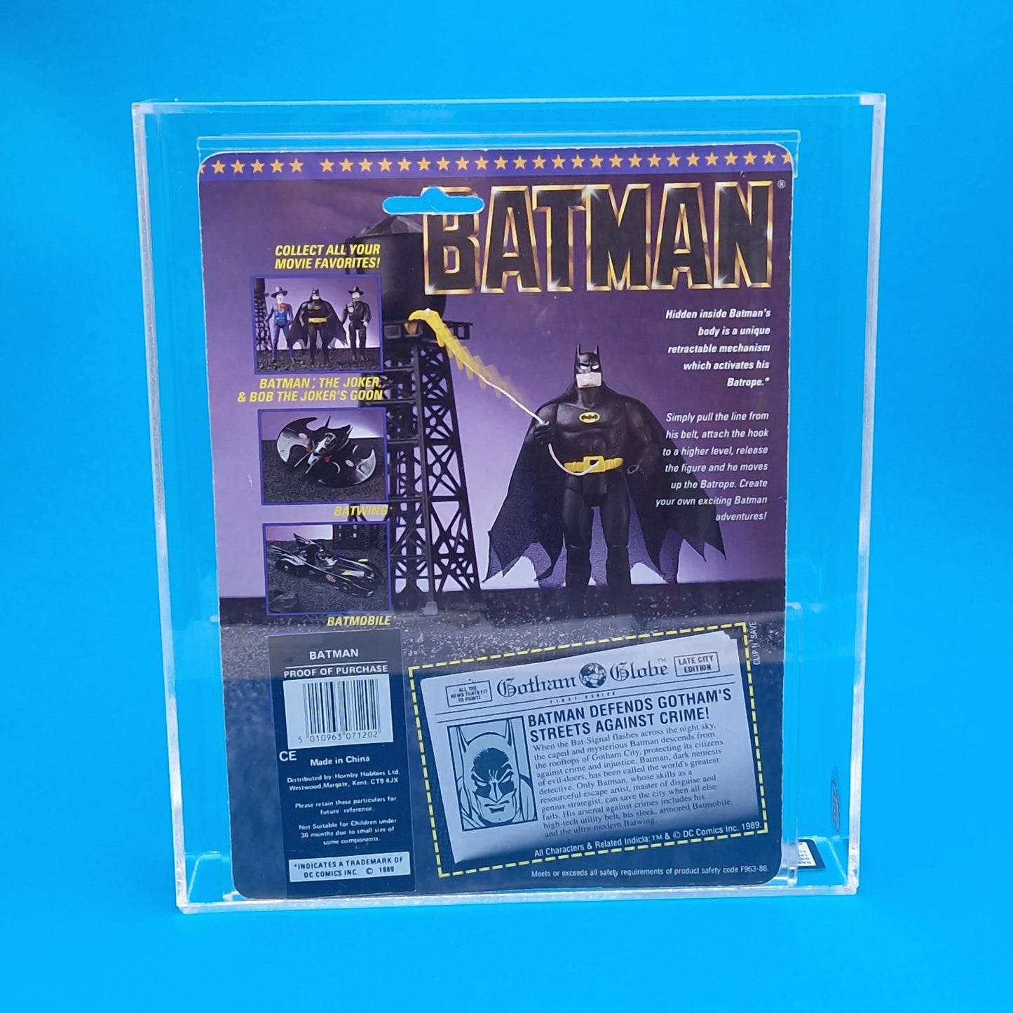BATMAN 89☆ Vintage DC SUPER HEROES GRADED 80% Figure ☆ Keaton Head Carded Sealed Original Toybiz 1989