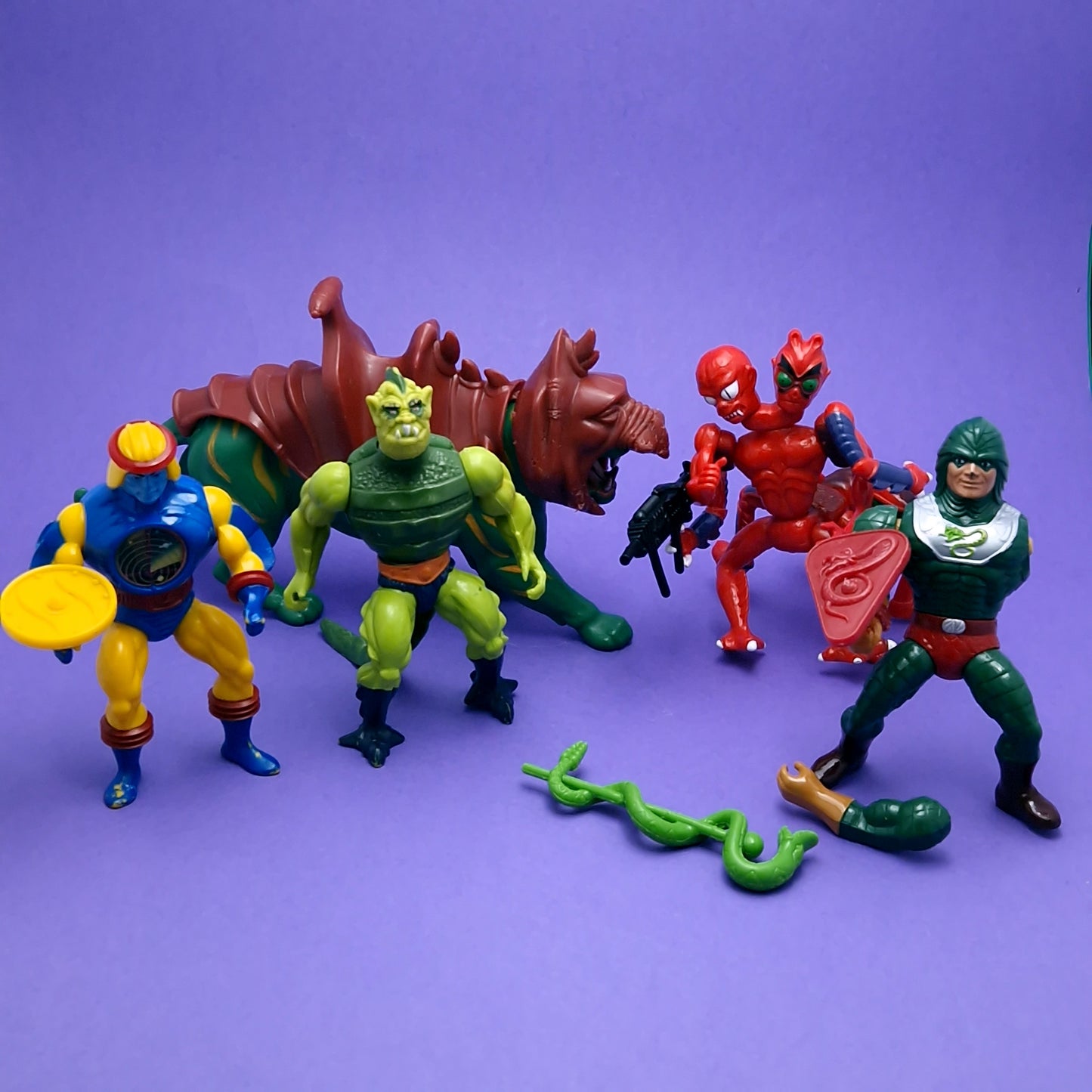 MASTERS OF THE UNIVERSE ☆ BUNDLE MODULOK SY-KLONE WHIPLASH KING HISS BATTLE CAT Vintage Figure ☆ MOTU Loose 80s Mattel