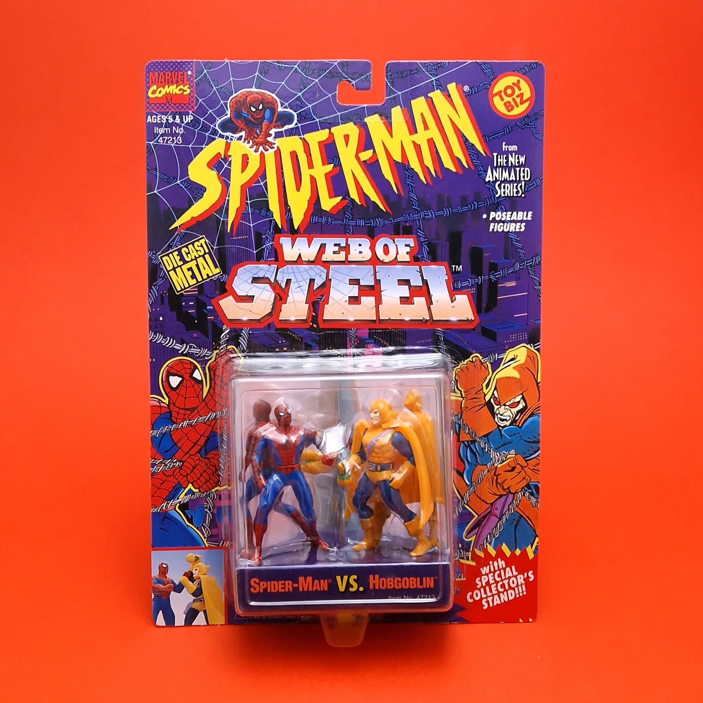 SPIDER-MAN WEB OF STEEL ☆ Spider-Man Vs Hobgoblin MARVEL Figure ☆ Diecast Metal Vintage Carded Toybiz 90s