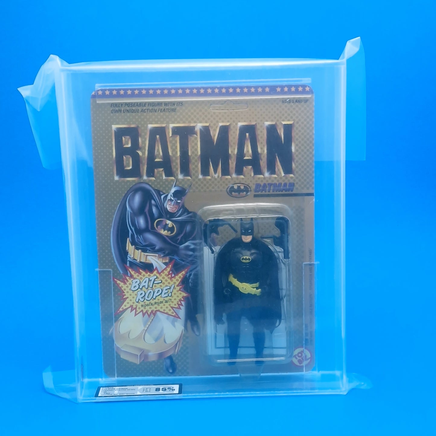 BATMAN 89☆ Vintage DC SUPER HEROES GRADED 85% Figure ☆ Keaton Head Carded Sealed Original Toybiz 1989