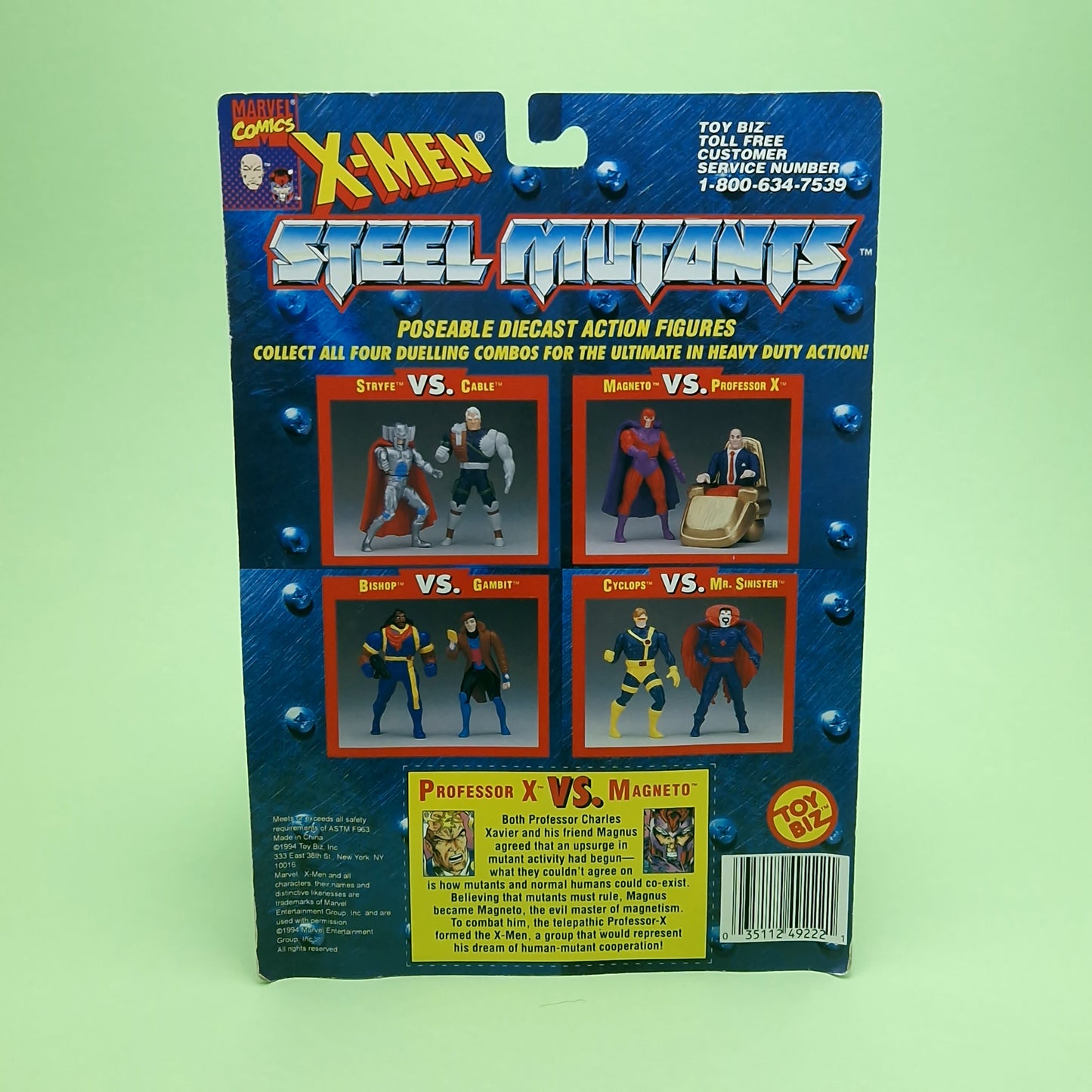 X-MEN STEEL MUTANTS ☆ Professor X Vs Magneto MARVEL Figure ☆ Diecast Metal Vintage Carded Toybiz 90s