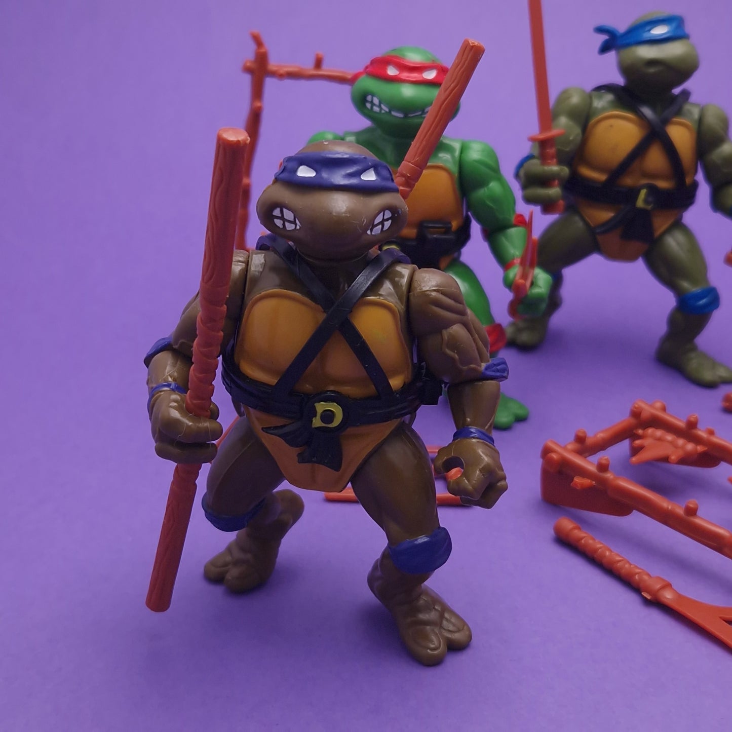TEENAGE MUTANT NINJA TURTLES ☆ TMNT LEO RAPH MIKE DON Set of 4 Vintage Figures ☆ Loose 80's