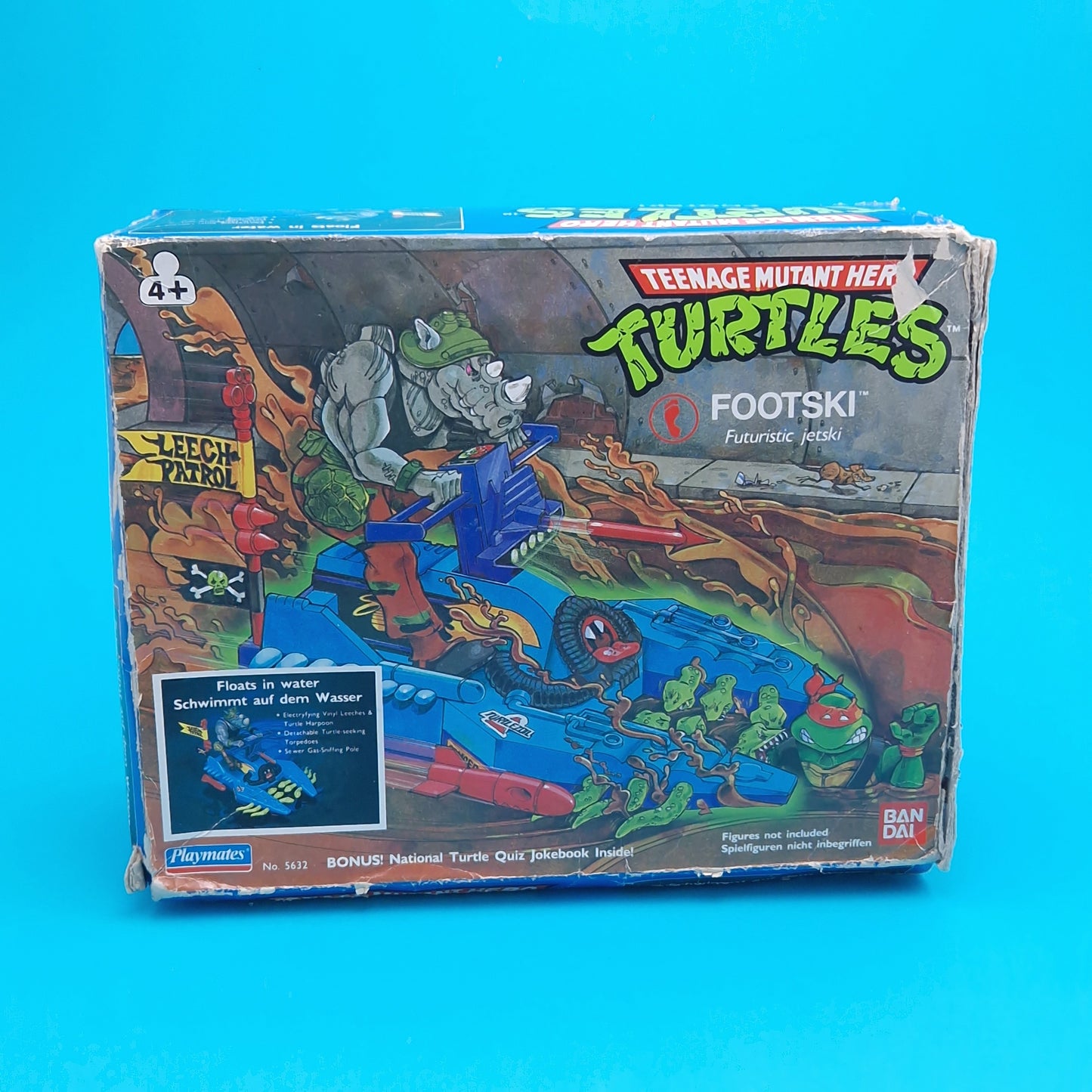 TEENAGE MUTANT NINJA TURTLES ☆ FOOTSKI ROCKSTEADY Vintage Figure Vehicle ☆ Ninja BOXED Loose