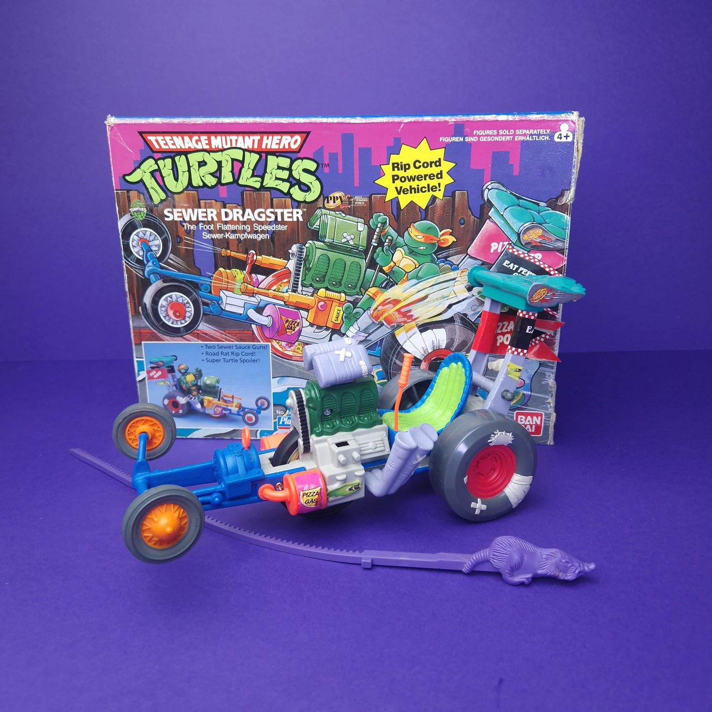 TEENAGE MUTANT NINJA TURTLES ☆ SEWER DRAGSTER Vintage Action Figure Vehicle ☆ Loose BOXED
