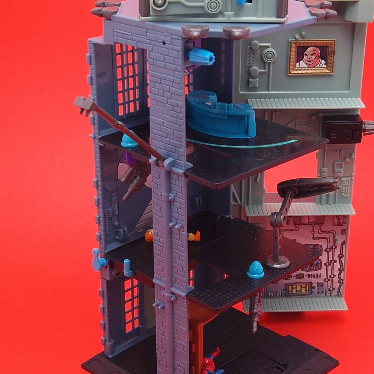 SPIDER-MAN ANIMATED SERIES ☆ KINGPIN'S CRIME CENTRAL Vintage Mini Figure Playset ☆ Marvel BOXED Bluebird 90s Original