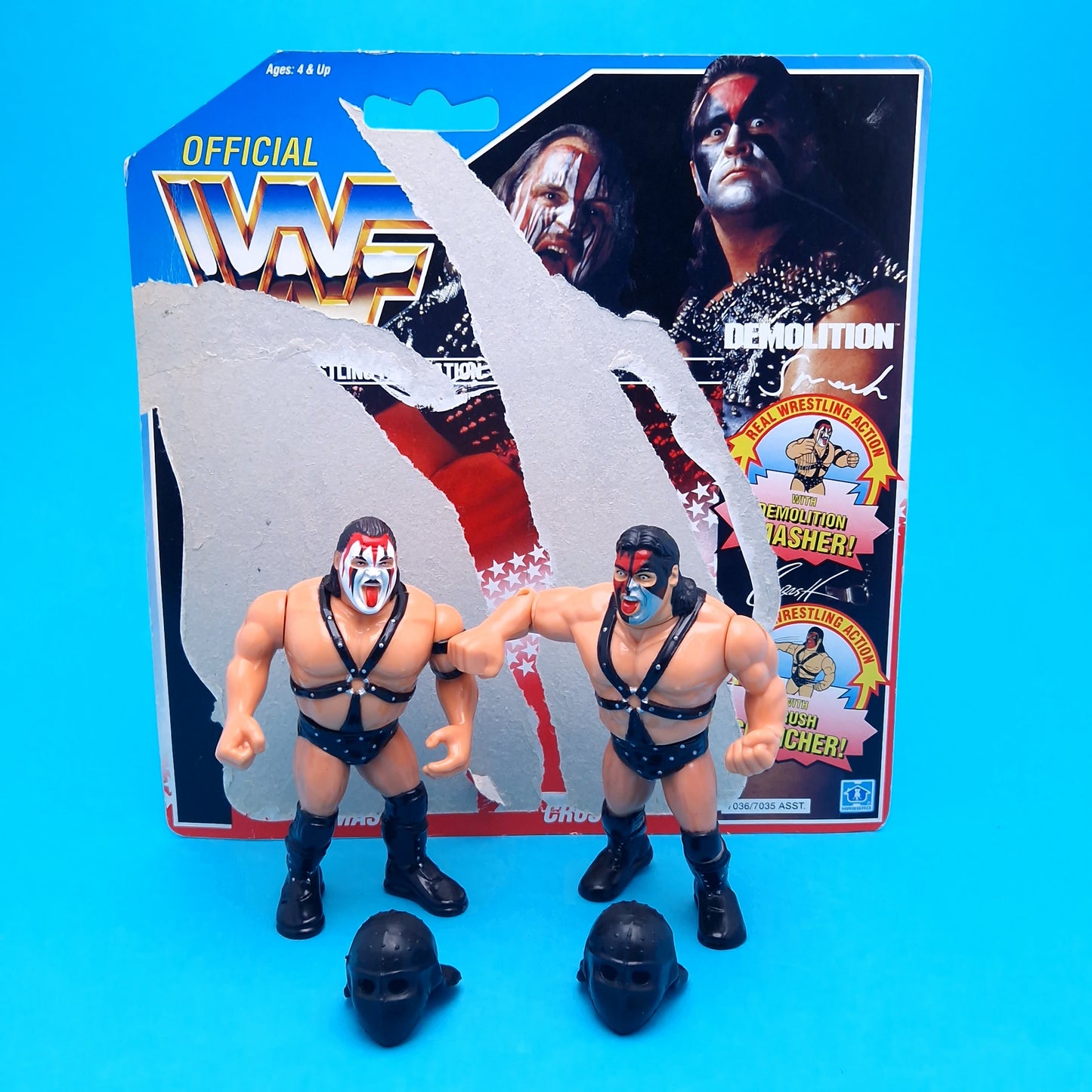 WWF HASBRO DEMOLITION CRUSH & SMASH HELMETS Tag Team Vintage Wrestling Figure ☆ Original 90s Series 2 MASKS