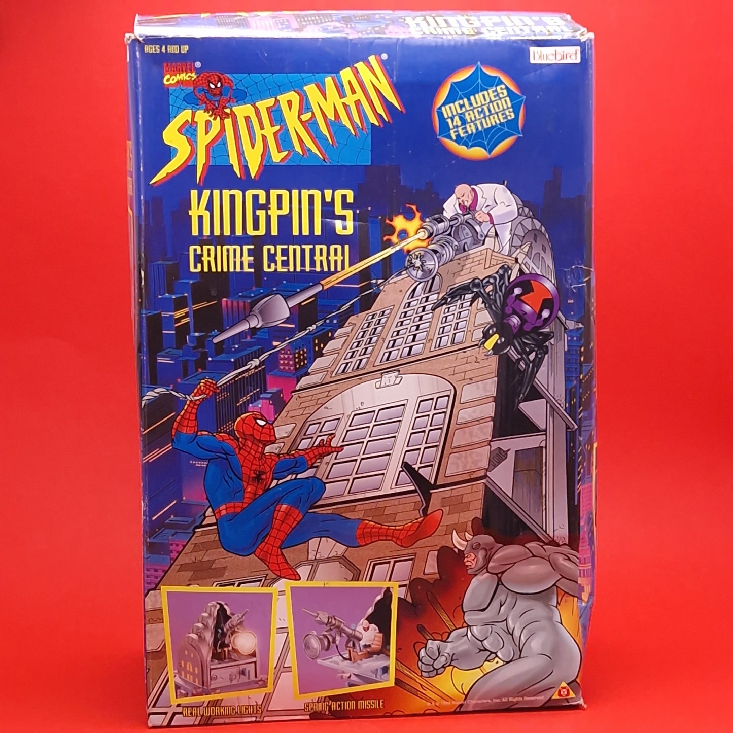SPIDER-MAN ANIMATED SERIES ☆ KINGPIN'S CRIME CENTRAL Vintage Mini Figure Playset ☆ Marvel BOXED Bluebird 90s Original