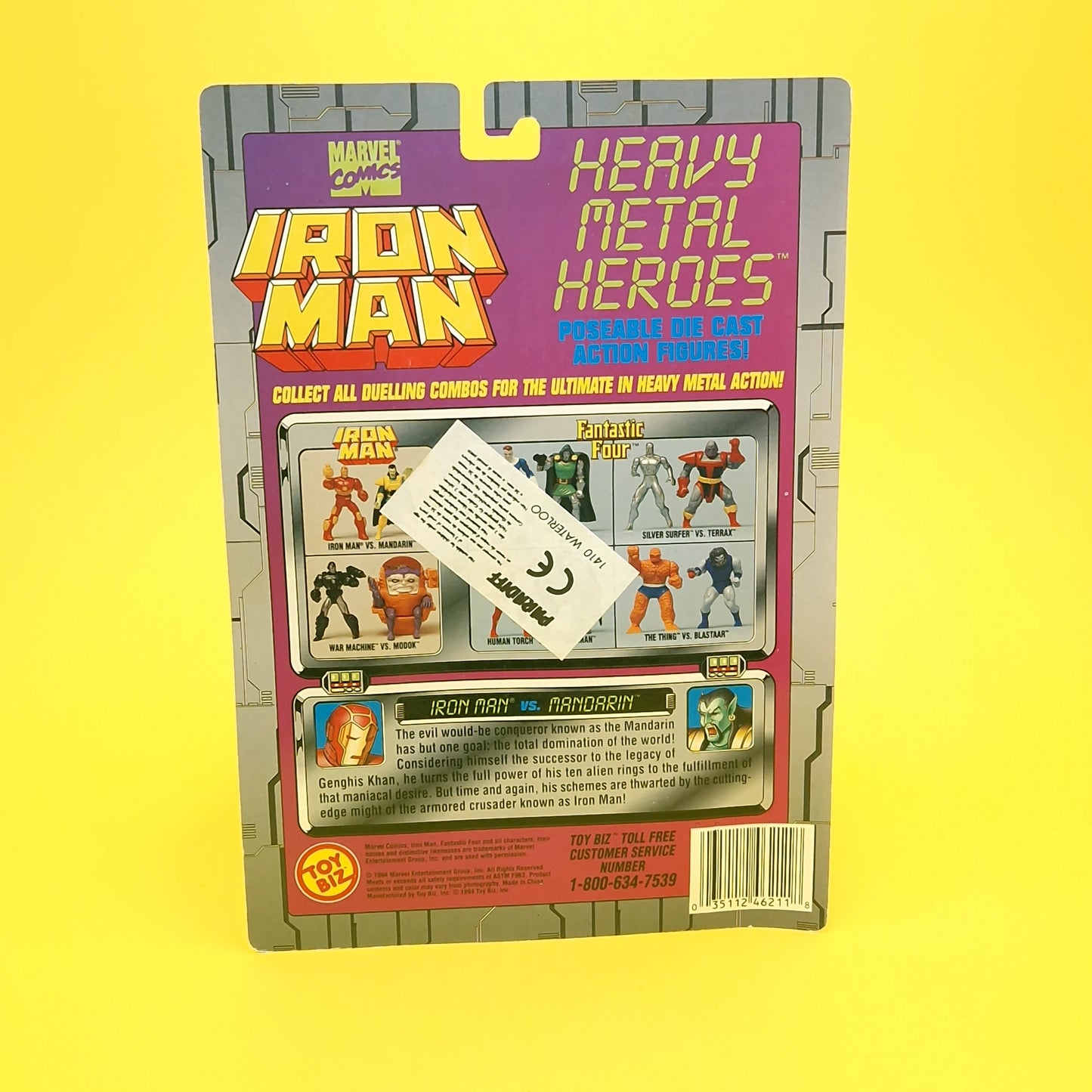IRON MAN HEAVY METAL HEROES ☆ Vs Mandarin MARVEL Figure ☆ Diecast Metal Vintage Carded Toybiz 90s