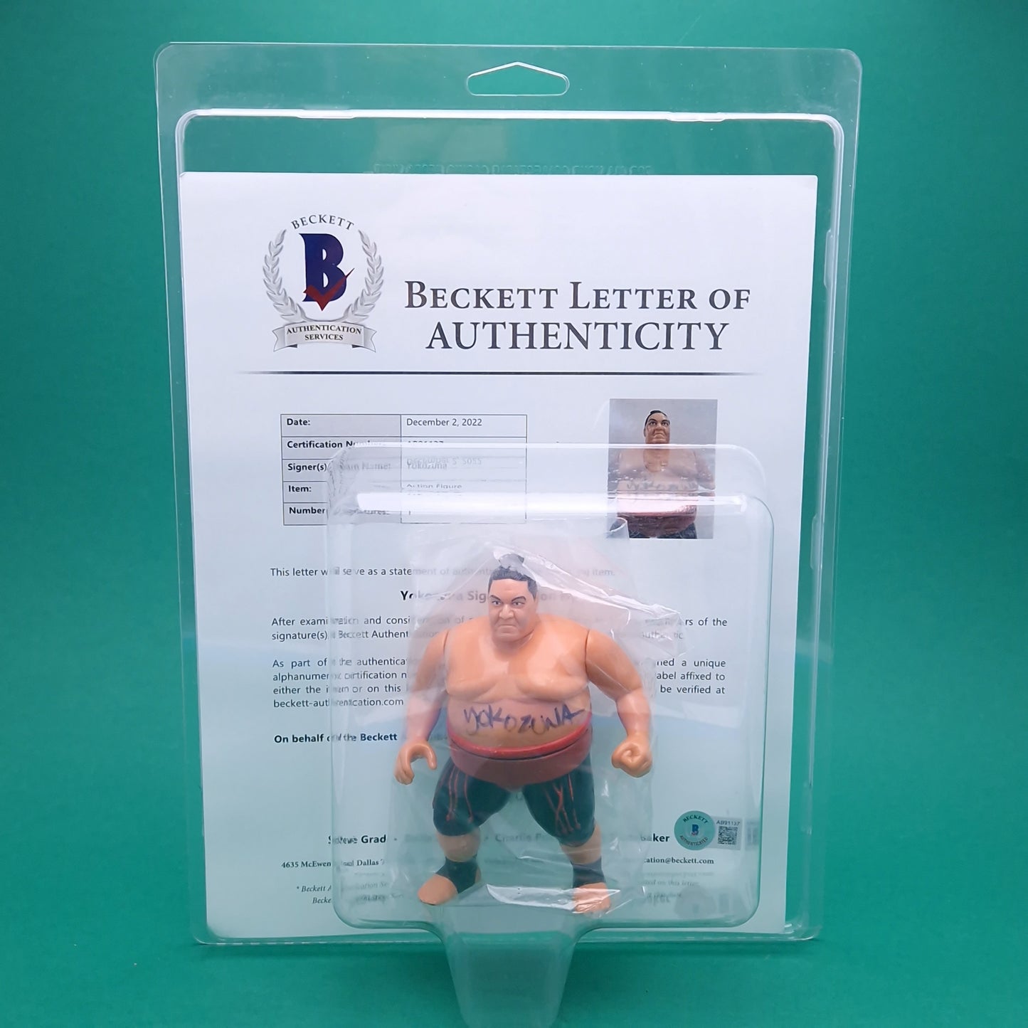 WWF HASBRO ☆ YOKOZUNA Figure Signed Autograph Signature CERT COA ☆ Original 90s Series 8