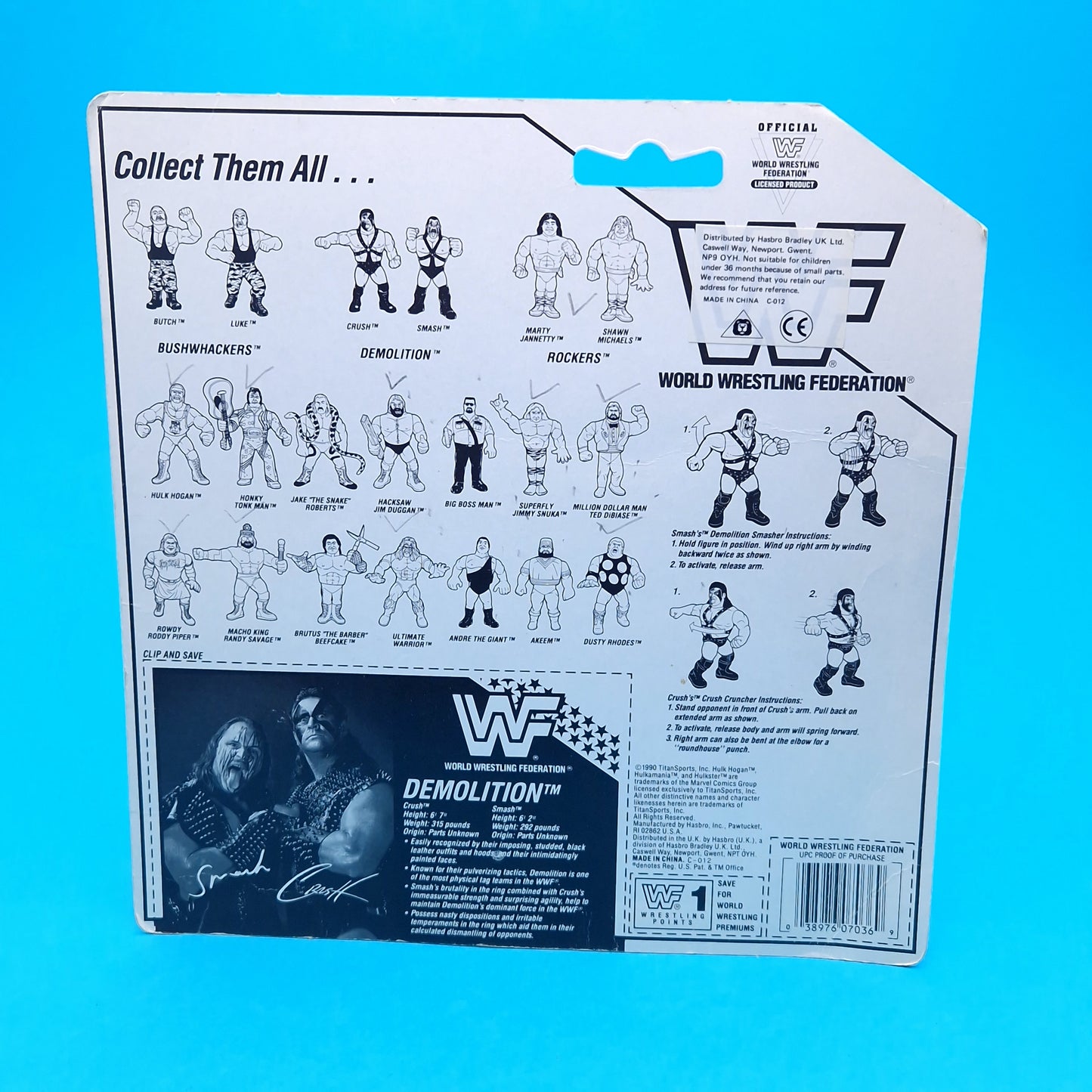 WWF HASBRO DEMOLITION CRUSH & SMASH HELMETS Tag Team Vintage Wrestling Figure ☆ Original 90s Series 2 MASKS