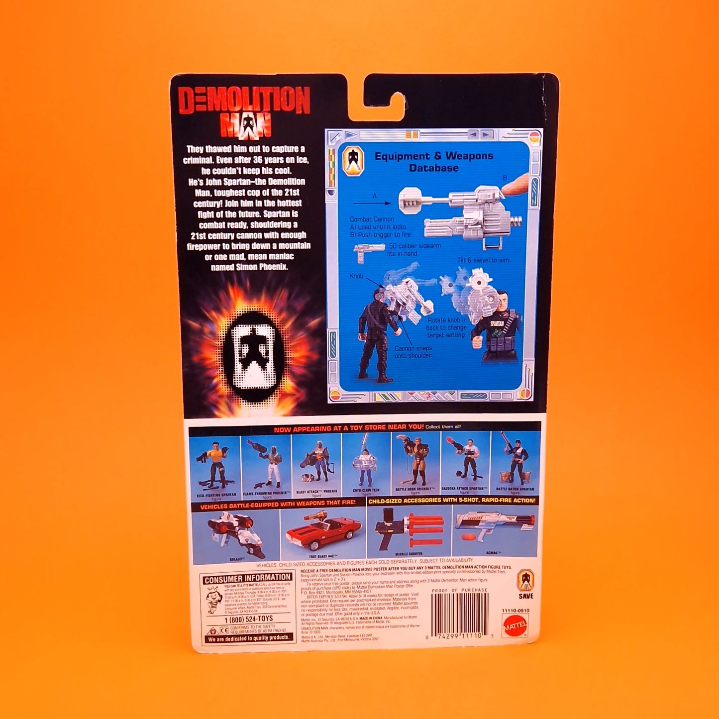 DEMOLITION MAN ☆ COMBAT CANNON SPARTAN Vintage Action Figure ☆ MOC Carded Sealed