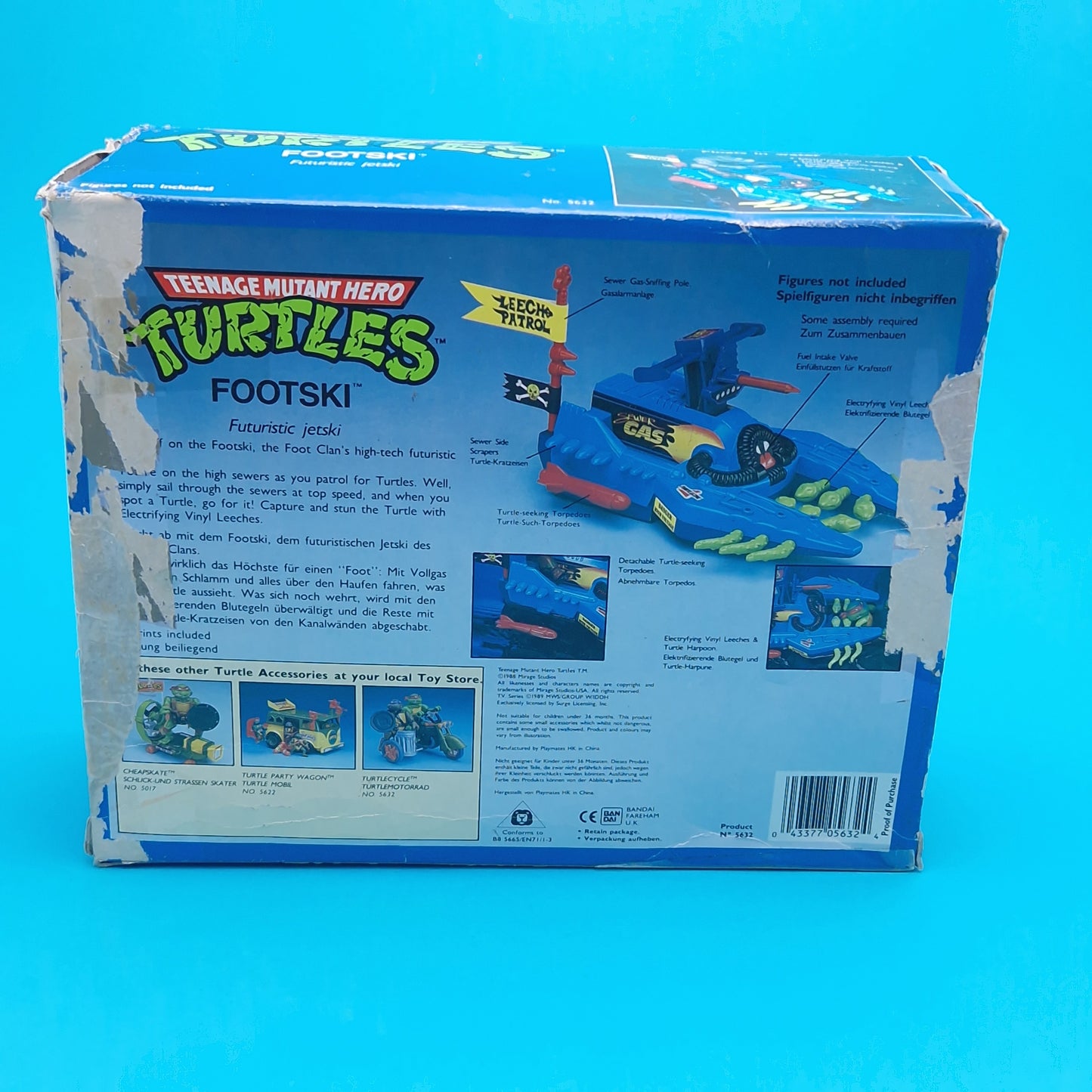 TEENAGE MUTANT NINJA TURTLES ☆ FOOTSKI ROCKSTEADY Vintage Figure Vehicle ☆ Ninja BOXED Loose