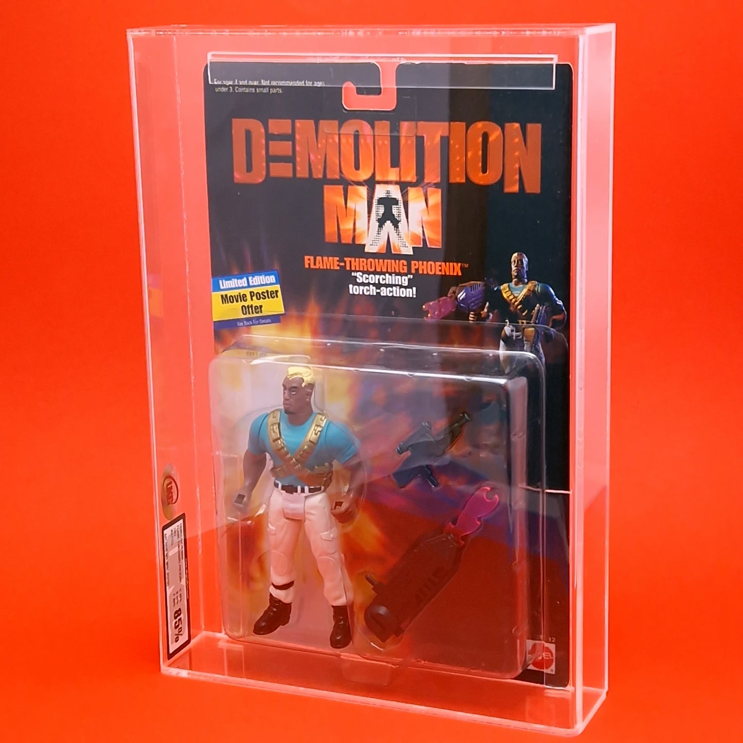 DEMOLITION MAN ☆ FLAME-THROWING SIMON PHOENIX Graded UKG 85% Vintage Action Figure ☆ MOC Carded Sealed