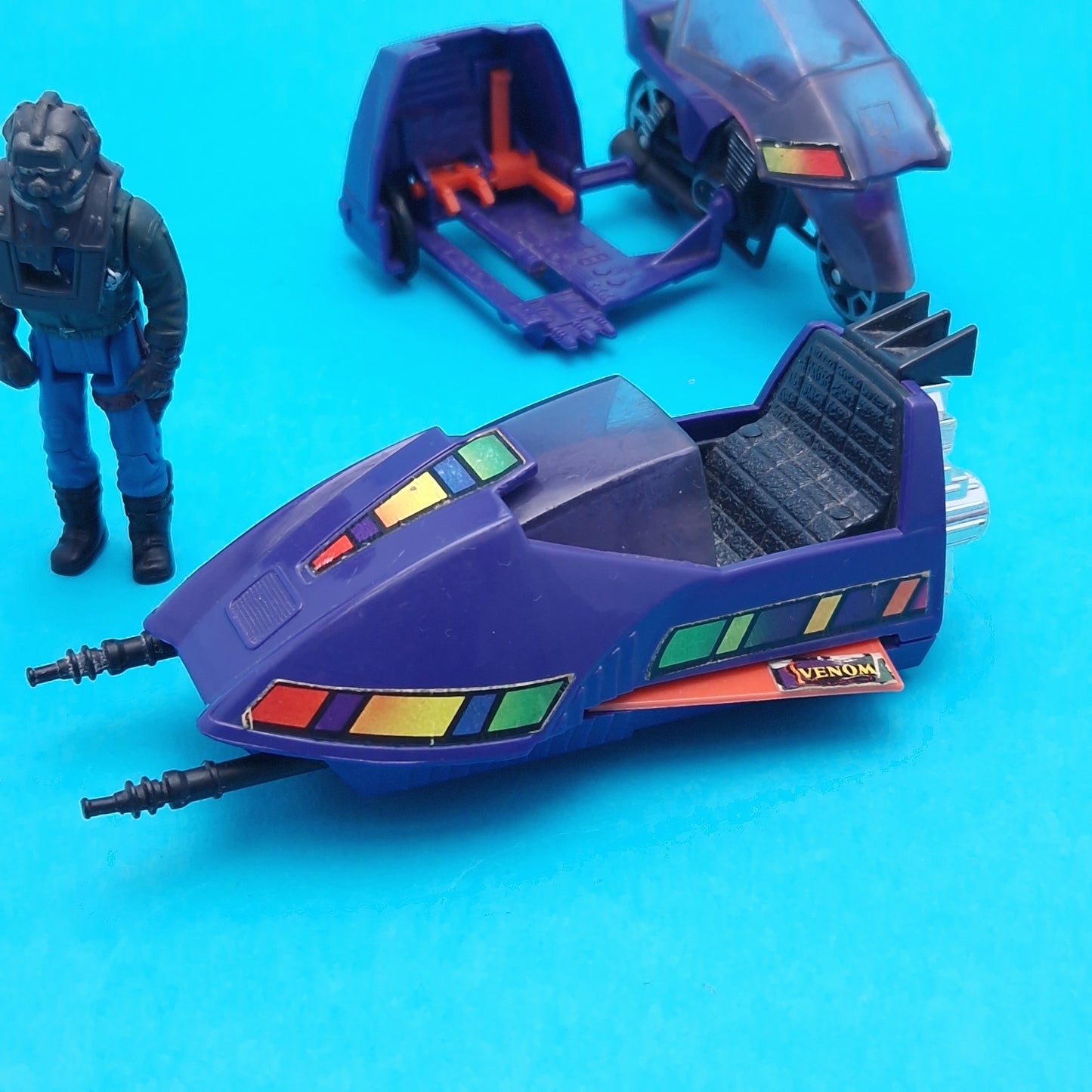 M.A.S.K ☆ PIRANHA SLY RAX Complete Vintage Figure Vehicle ☆ MASK Kenner 80s Loose