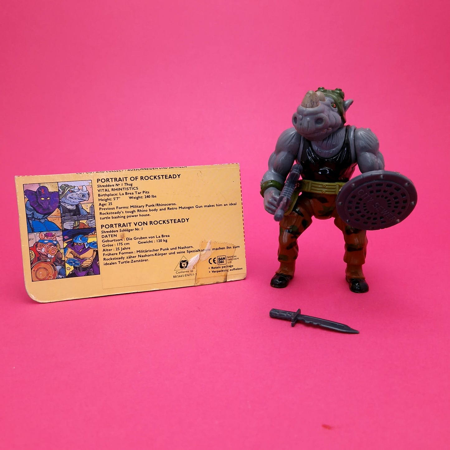 TEENAGE MUTANT NINJA TURTLES ☆ ROCKSTEADY Vintage Figure ☆ 90s Loose Original
