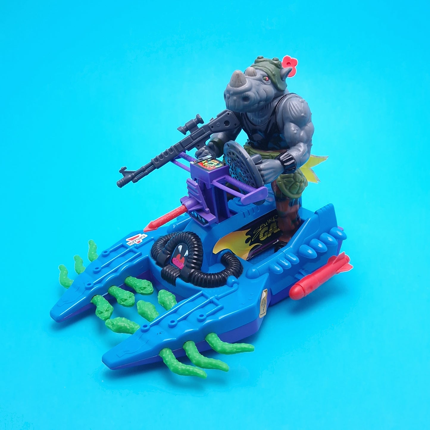 TEENAGE MUTANT NINJA TURTLES ☆ FOOTSKI ROCKSTEADY Vintage Figure Vehicle ☆ Ninja BOXED Loose