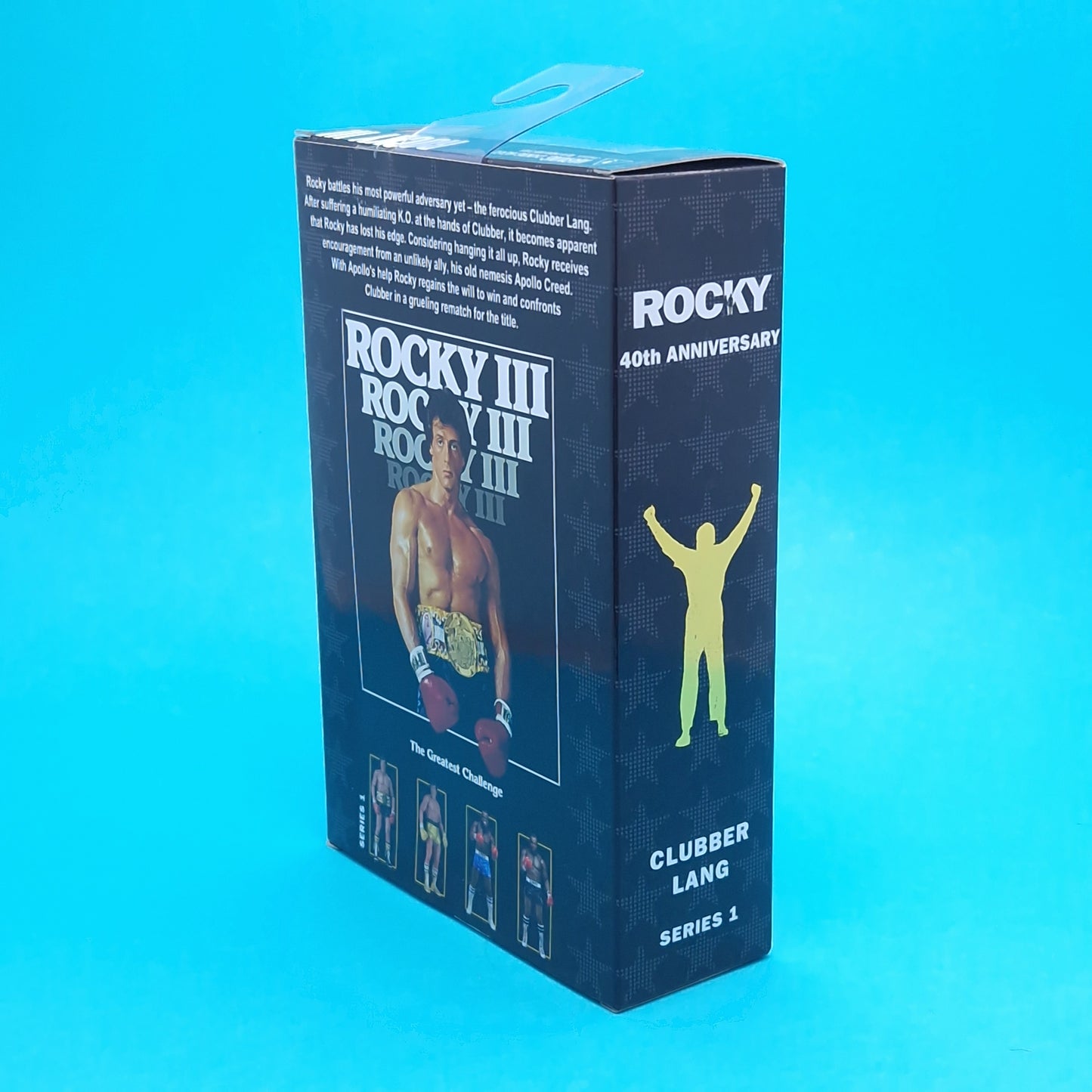 ROCKY 3 III ☆ CLUBBER LANG Blue Attire Shorts Action Figure ☆ NECA Boxed Sealed 40th Series 1