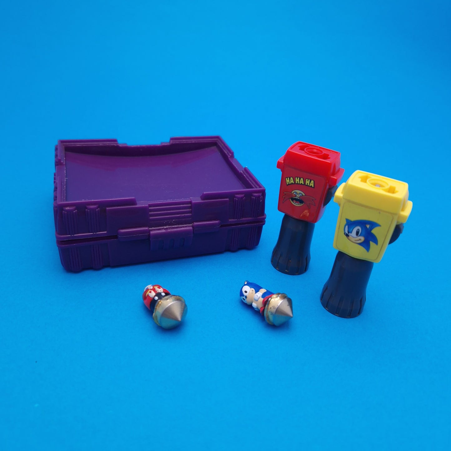 SONIC THE HEDGEHOG ☆ SONIC DUEL SPINJAS Figures ☆ Spinning Game Sega Tomy 90s