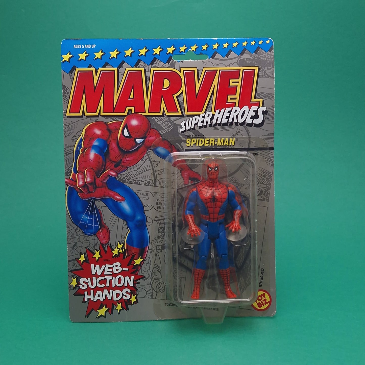 MARVEL SUPER HEROES ☆ WEB-SUCTION HANDS SPIDER-MAN 1st Edition Figure ☆ Original MOC Sealed Carded Toybiz 90s