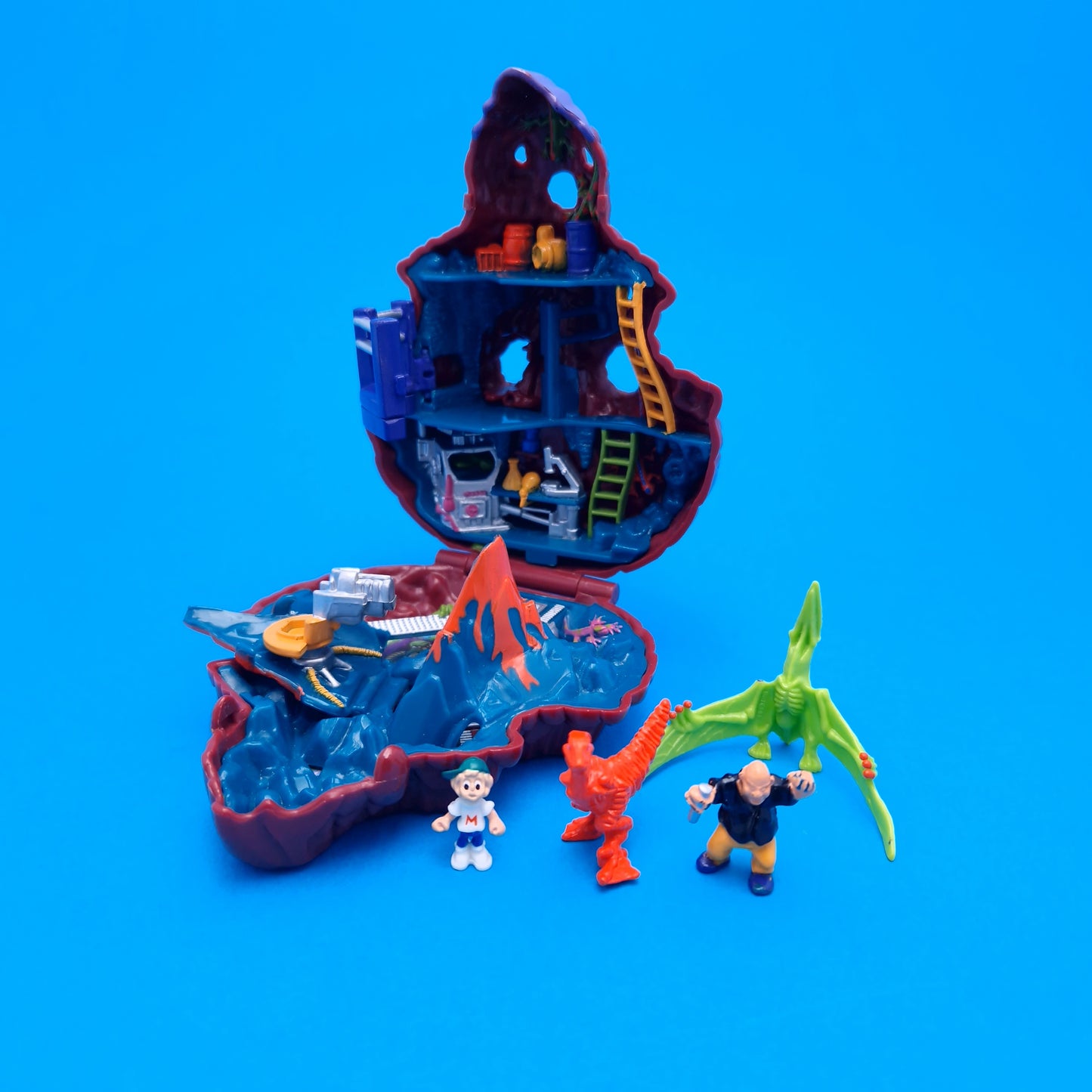 MIGHTY MAX ☆ DINO LAB Blows Up Mutasaurus Doom Zones Figure Playset ☆ Vintage Complete