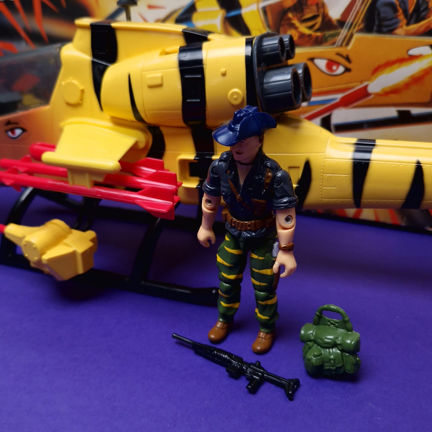 G.I.JOE ☆ TIGER FLY Vehicle WILD BILL / RECONDO Figure ☆ Boxed ACTION FORCE Hasbro 1988