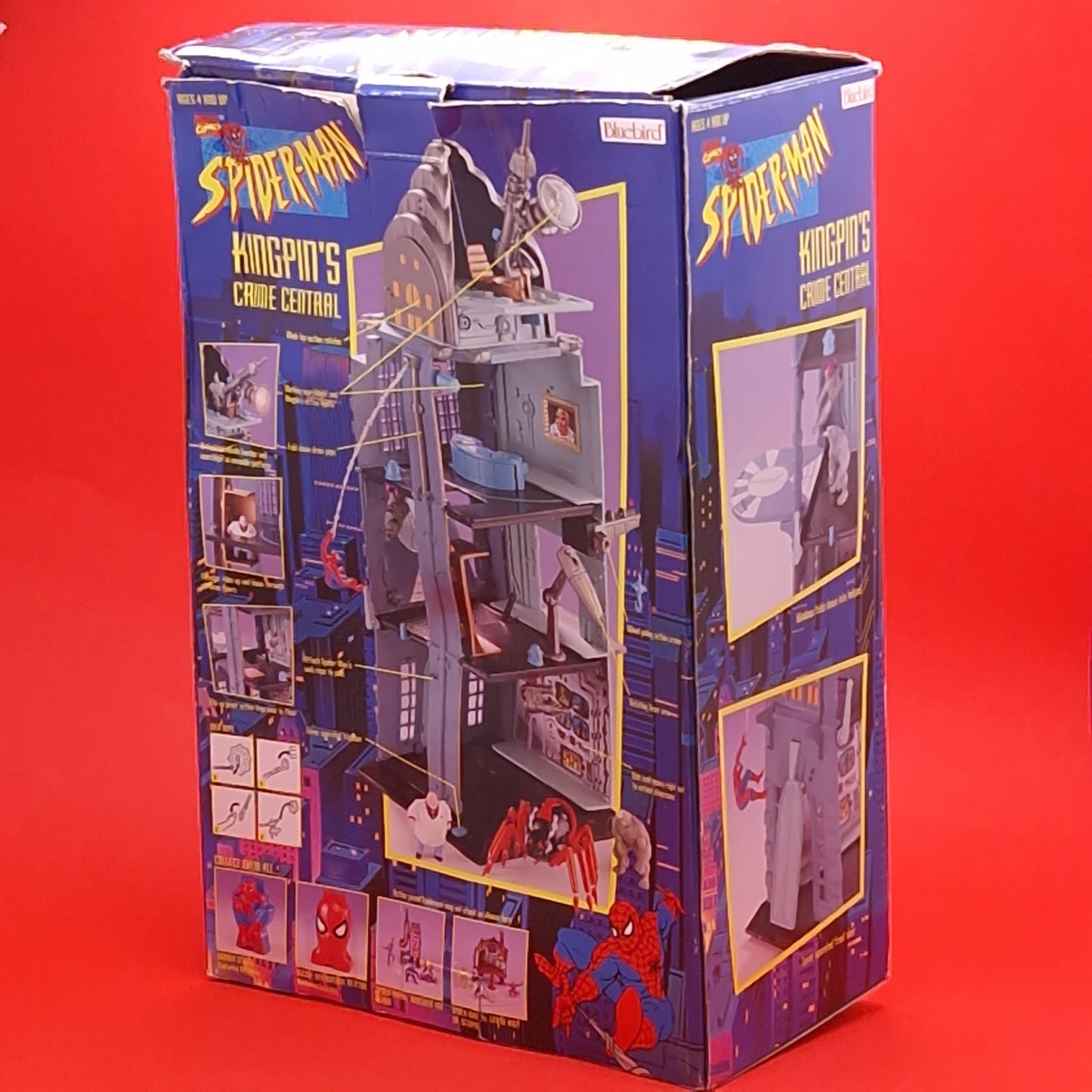 SPIDER-MAN ANIMATED SERIES ☆ KINGPIN'S CRIME CENTRAL Vintage Mini Figure Playset ☆ Marvel BOXED Bluebird 90s Original