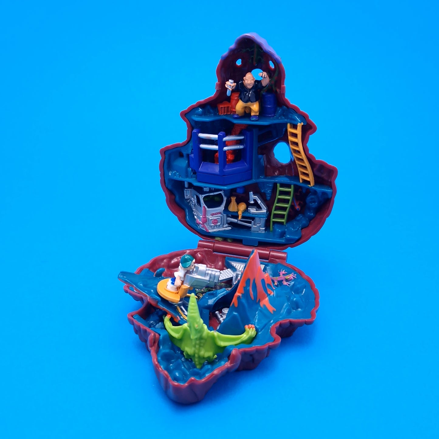 MIGHTY MAX ☆ DINO LAB Blows Up Mutasaurus Doom Zones Figure Playset ☆ Vintage Complete
