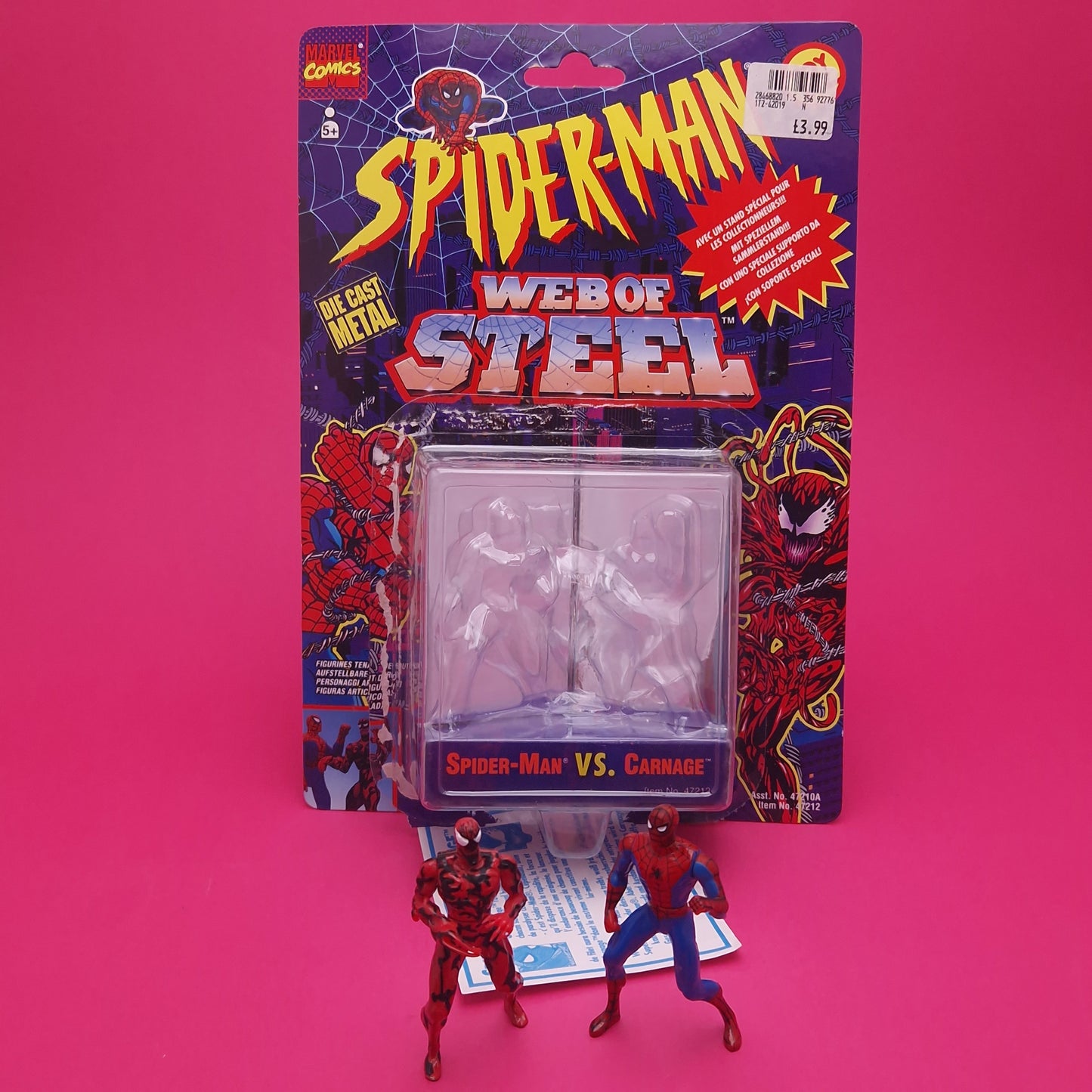 SPIDER-MAN WEB OF STEEL ☆ VS CARNAGE MARVEL Figure ☆ Diecast Metal Vintage Toybiz 90s