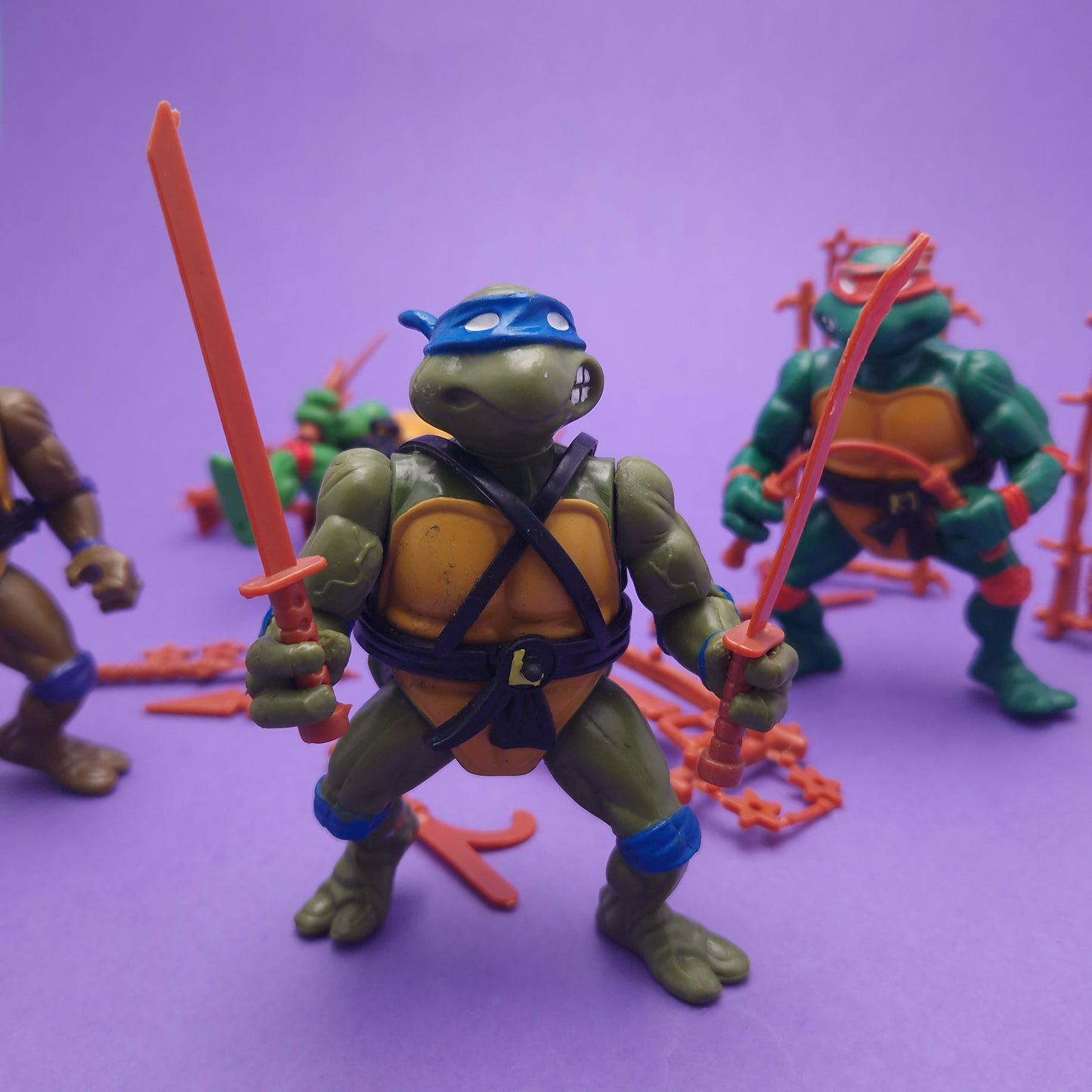 TEENAGE MUTANT NINJA TURTLES ☆ TMNT LEO RAPH MIKE DON Set of 4 Vintage Figures ☆ Loose 80's