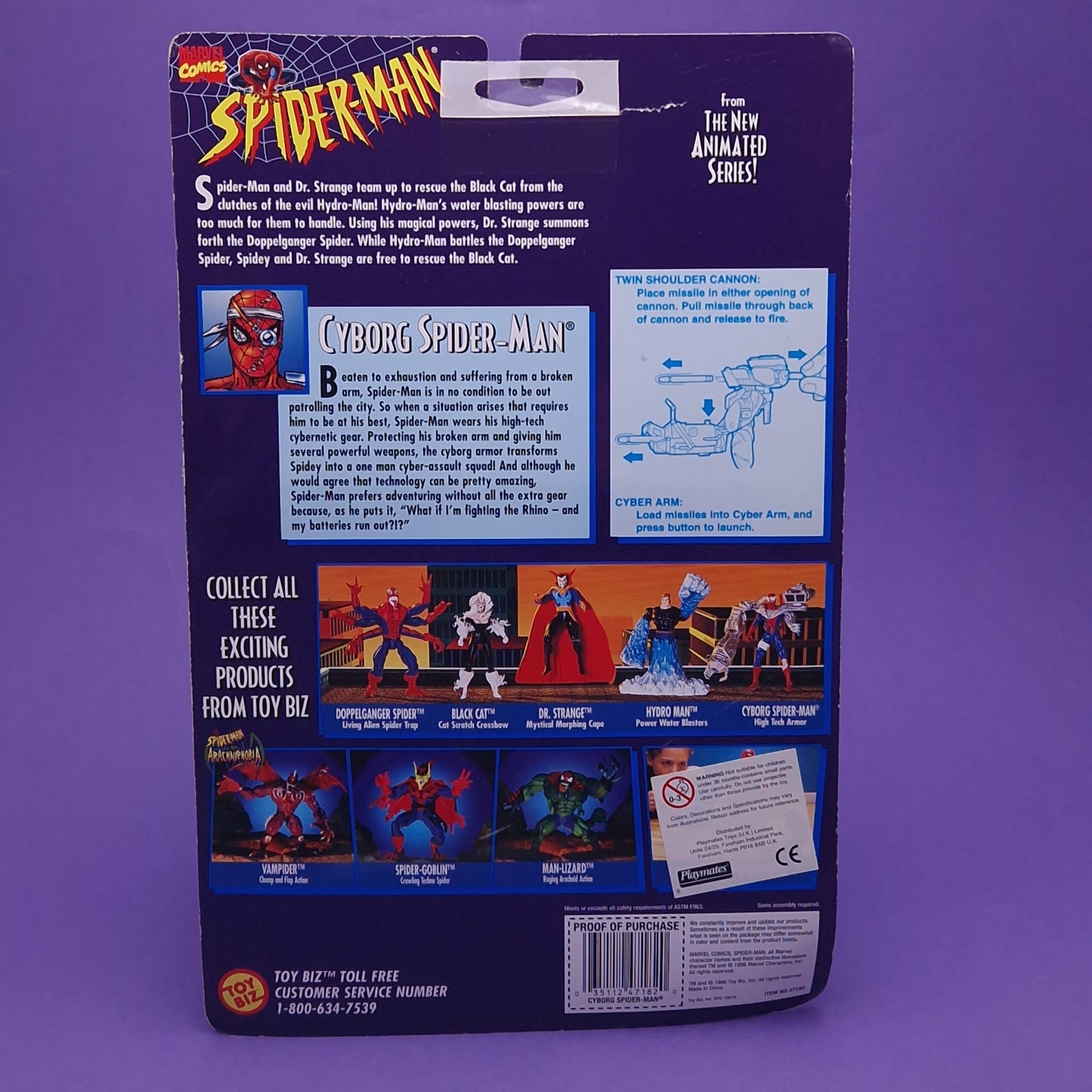 SPIDER-MAN ANIMATED SERIES ☆ Vintage ☆ CYBORG MARVEL Figure ☆ MOC Sealed Carded Toybiz 90s