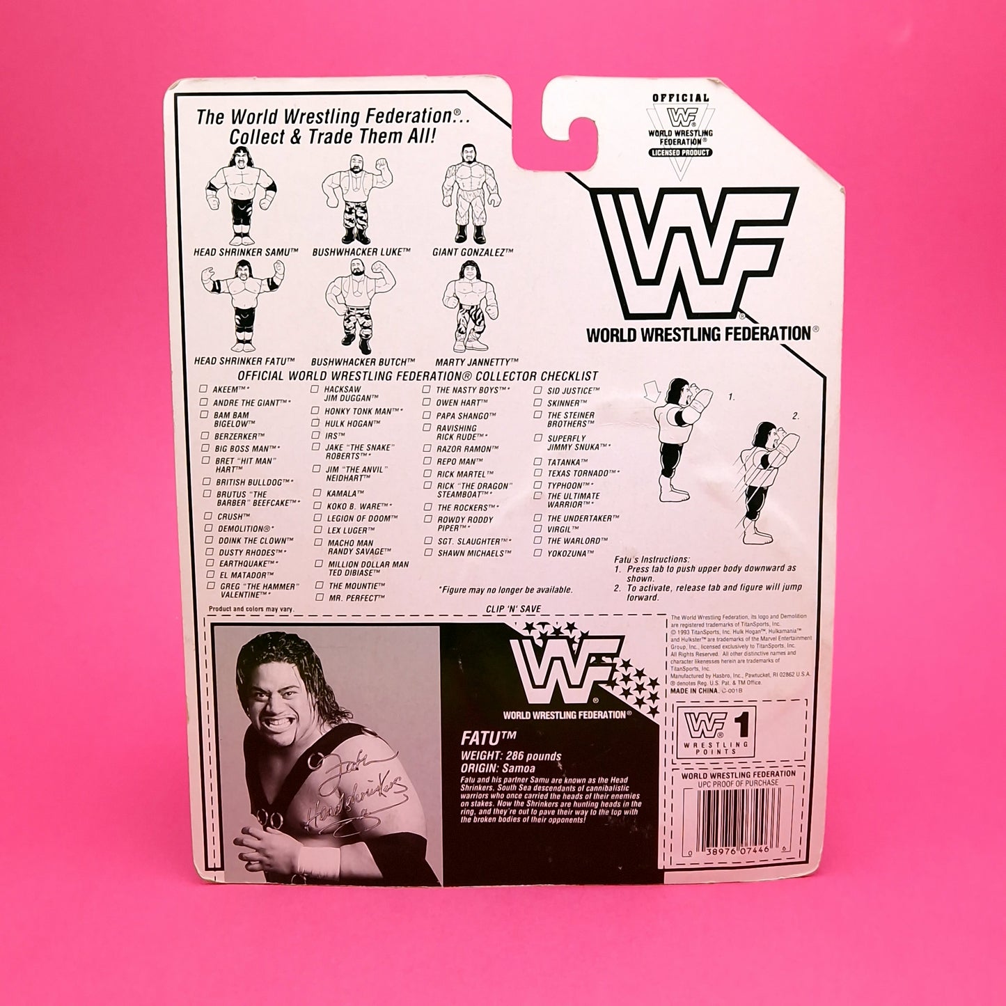 WWF HASBRO ☆ SAMU & FATU HEAD SHRINKERS Vintage Figure ☆ MOC Original 90s Carded Sealed Series 10