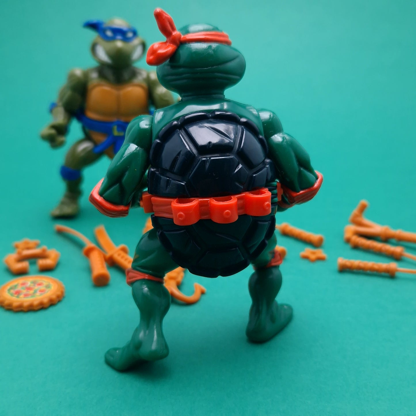 TEENAGE MUTANT NINJA TURTLES ☆ LEONARDO & MICHELANGELO Storage Shell Figure ☆ 90s Vintage