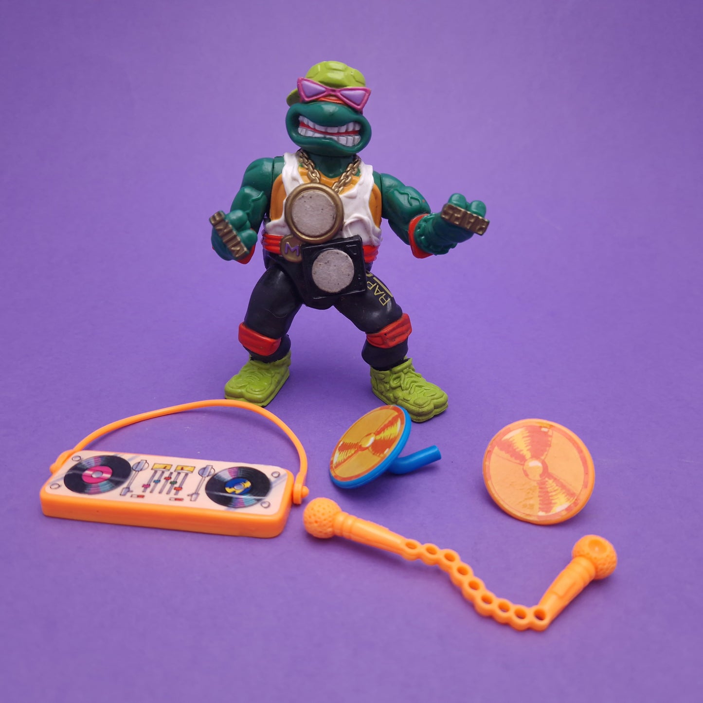 TEENAGE MUTANT NINJA TURTLES ☆ RAPPIN MIKE Vintage Action Figure ☆ 90s Loose Complete