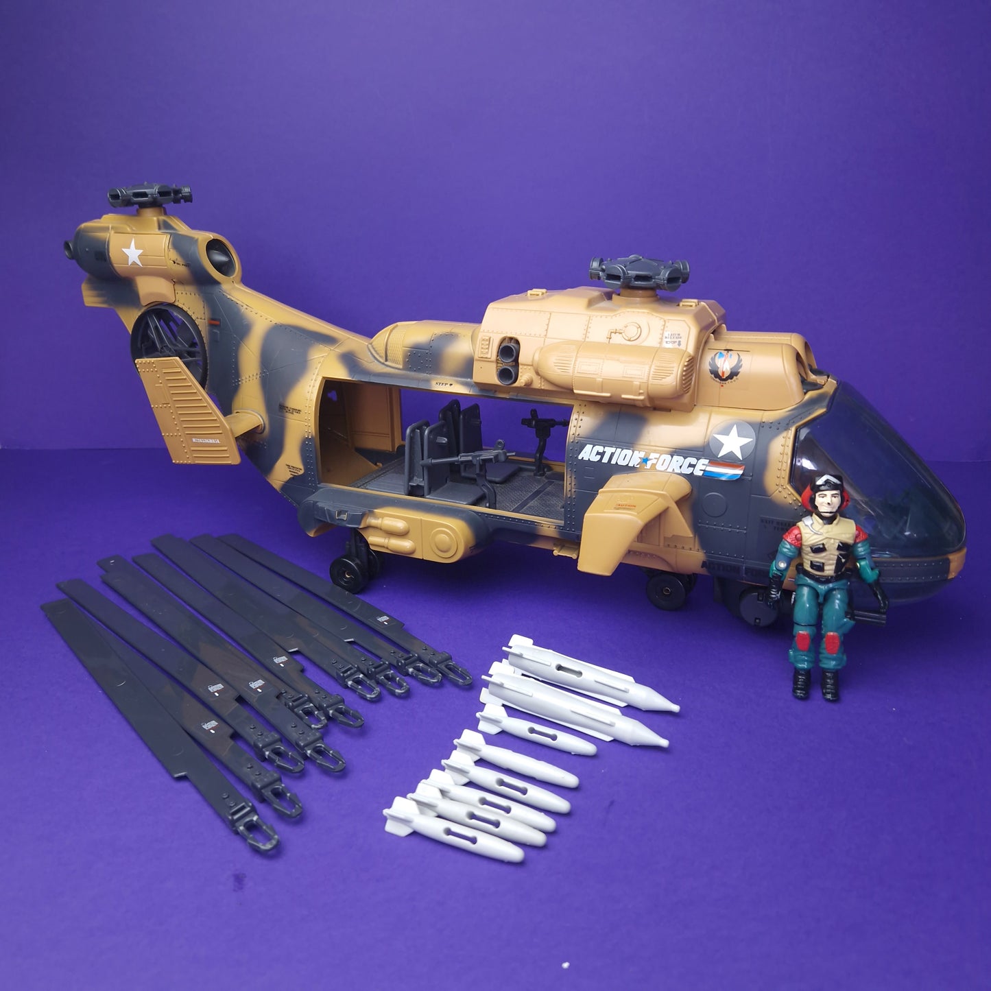 ACTION FORCE ☆ TOMAHAWK HELICOPTER Vehicle Lift Ticket Figure ☆ G.I JOE Hasbro 1986